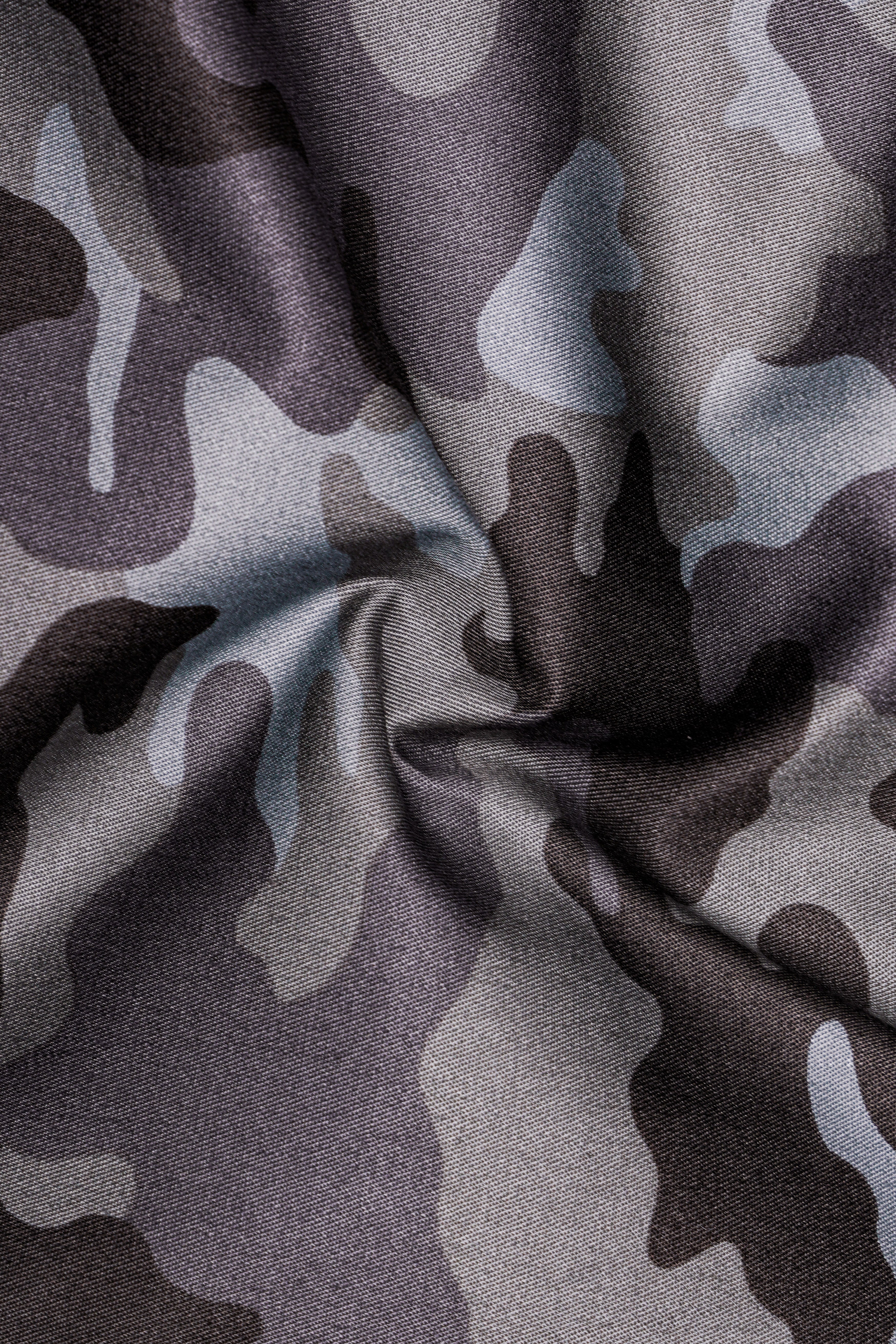 Stoneid-Gravel Gray with Iridium Brown Camouflage Printed Premium Cotton Single Breasted Suit