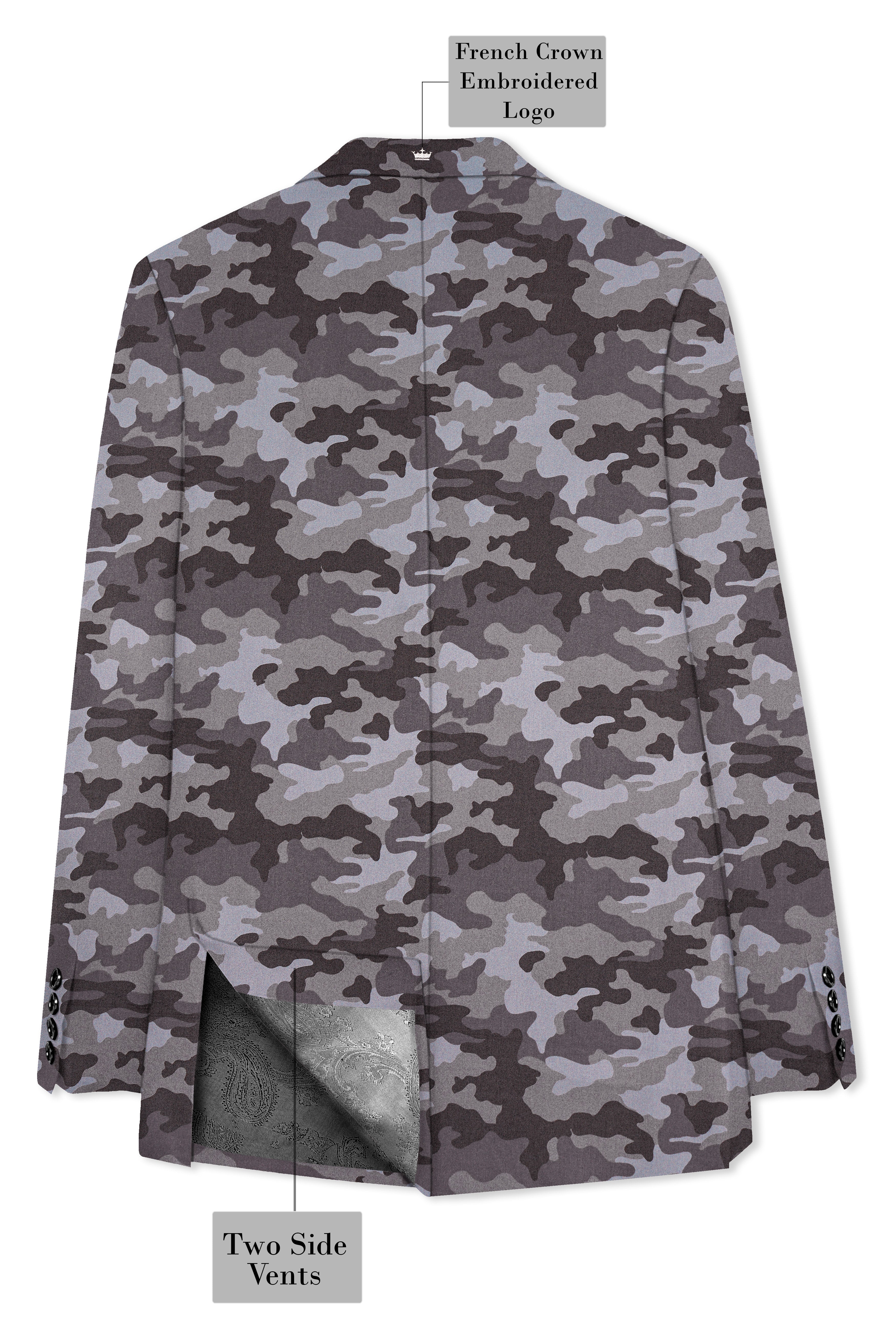 Stoneid-Gravel Gray with Iridium Brown Camouflage Printed Premium Cotton Single Breasted Suit