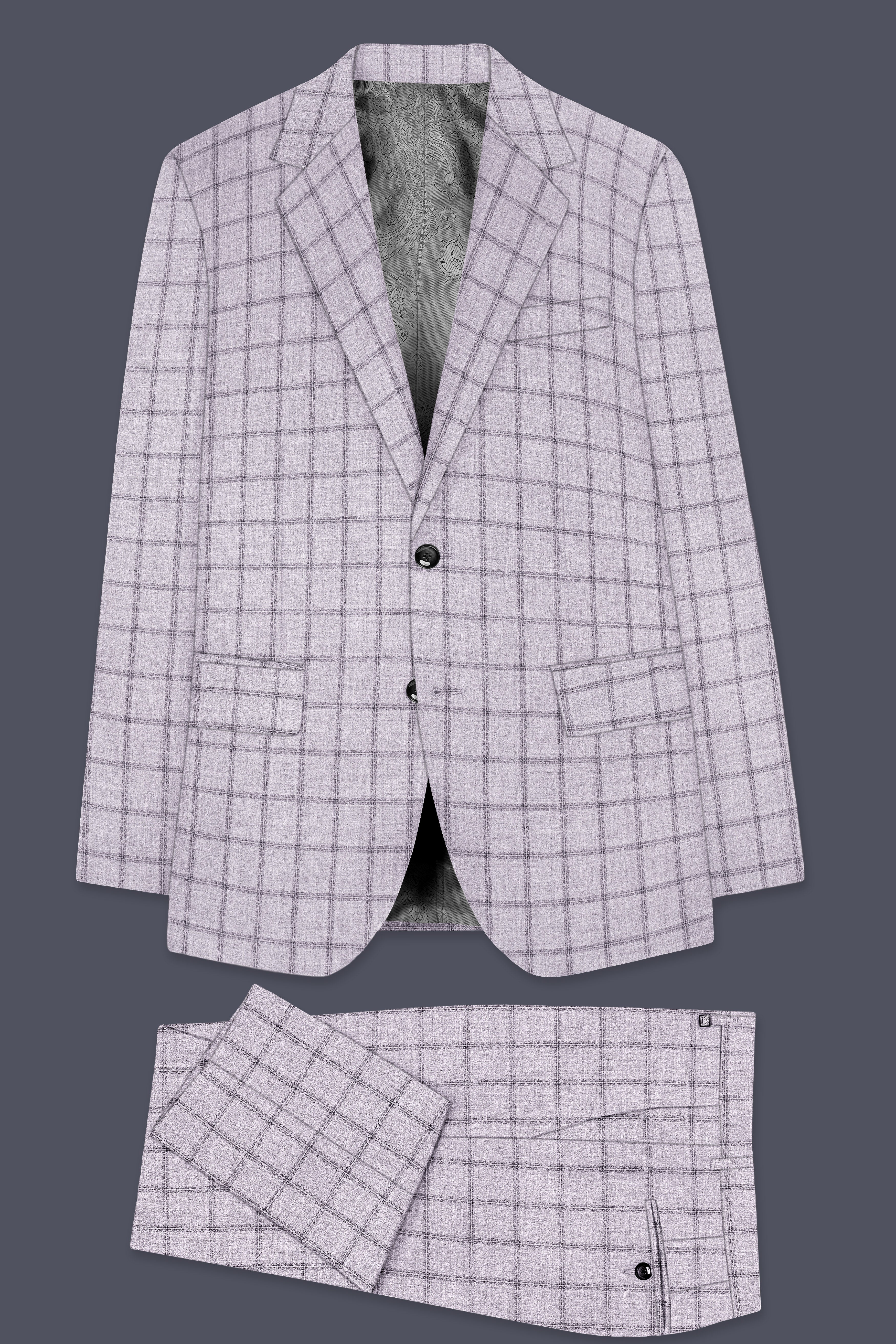 Trevane-Concord Gray Plaid Wool Rich Single Breasted Suit