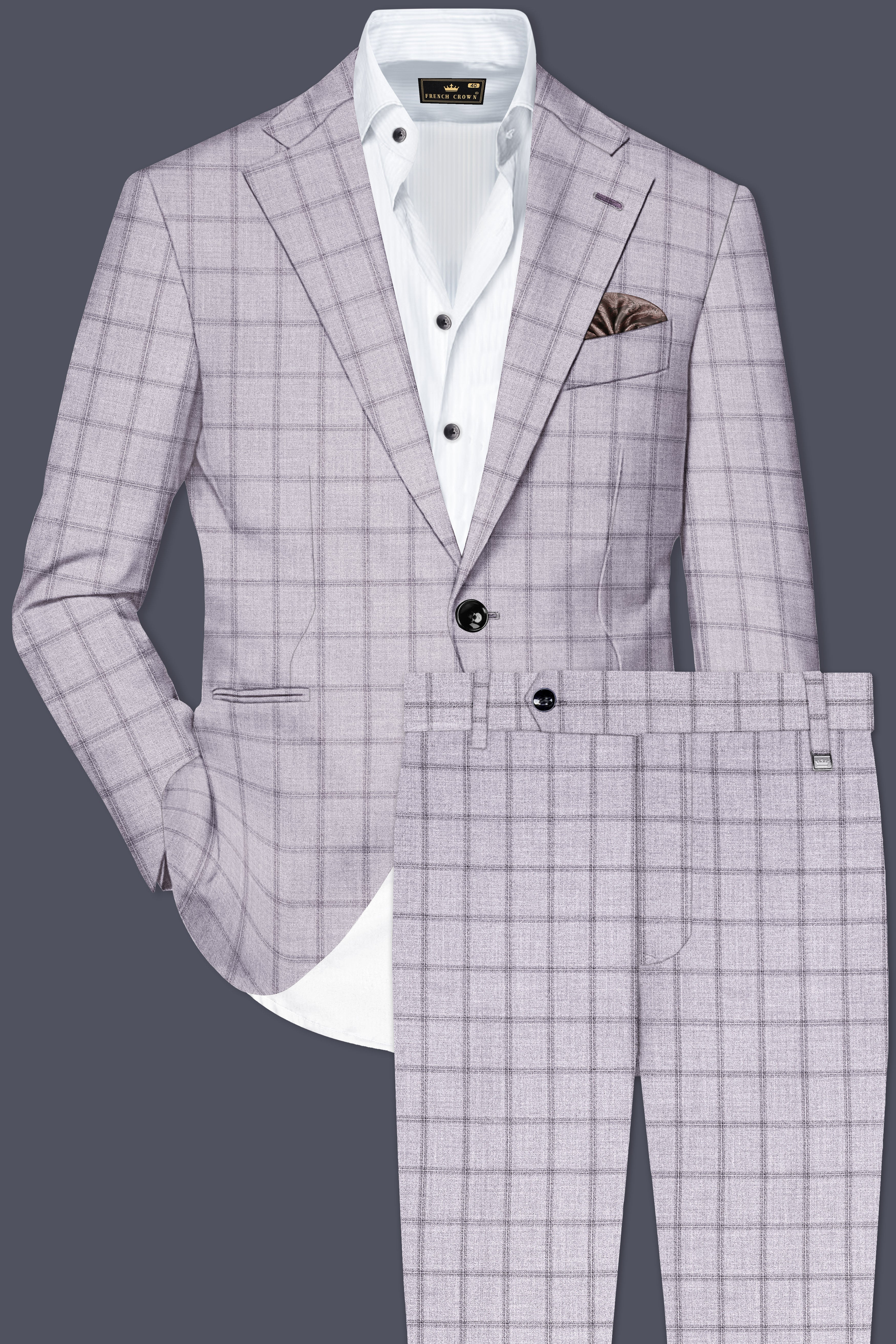 Trevane-Concord Gray Plaid Wool Rich Single Breasted Suit