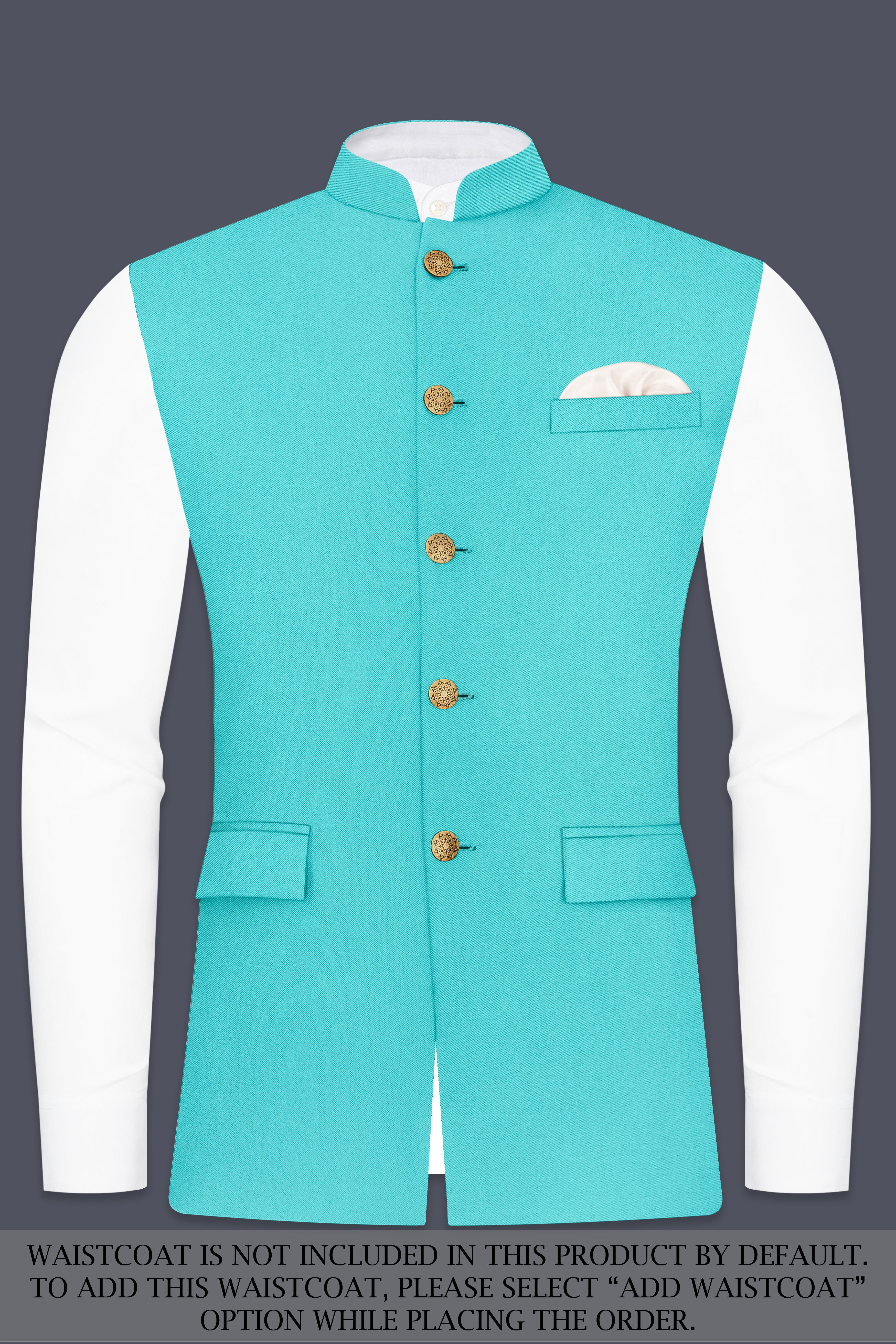 Aegir-Viking Blue Wool Rich Bandhgala Stretchable Traveler Suit