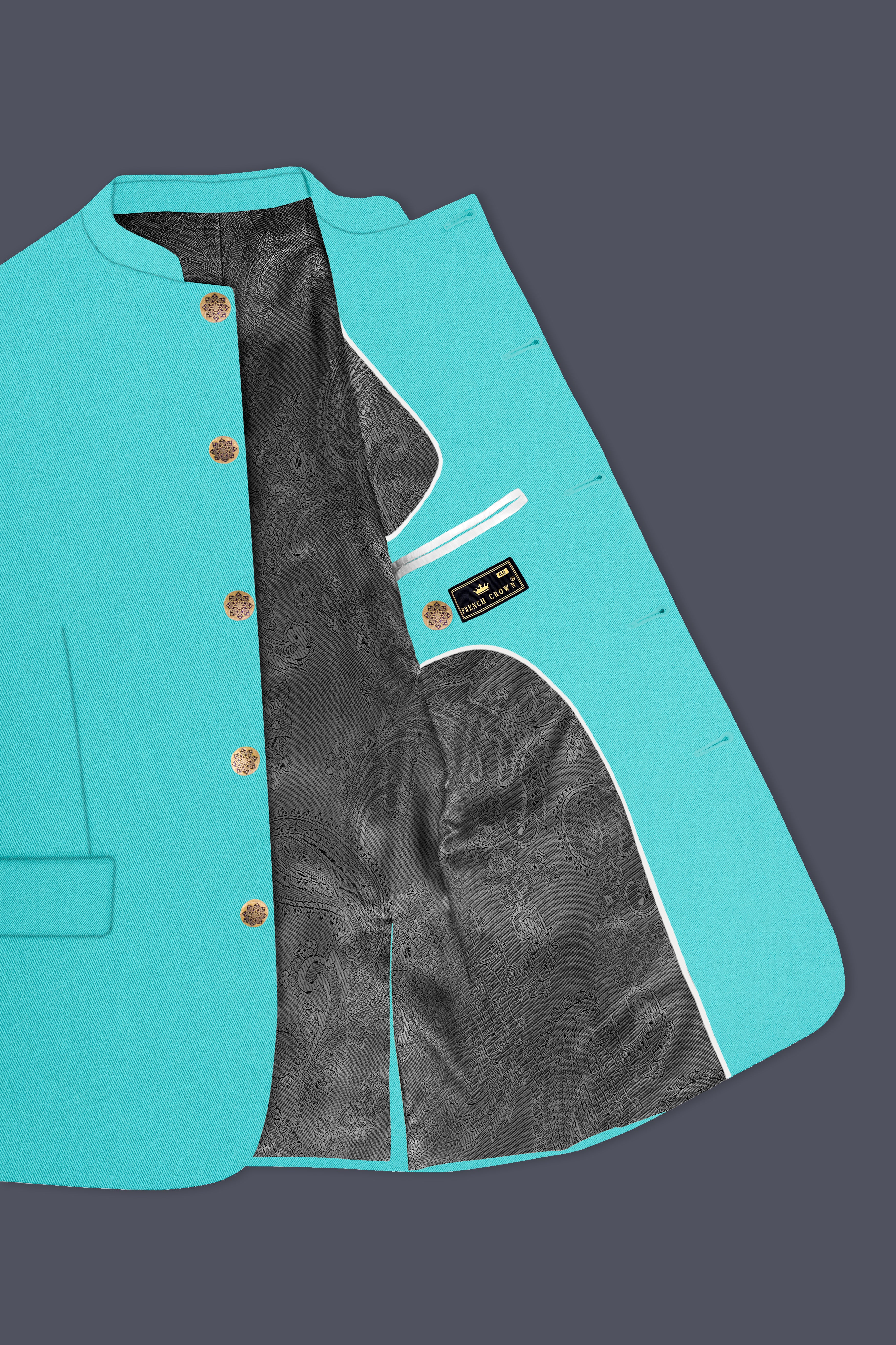 Aegir-Viking Blue Wool Rich Bandhgala Stretchable Traveler Suit