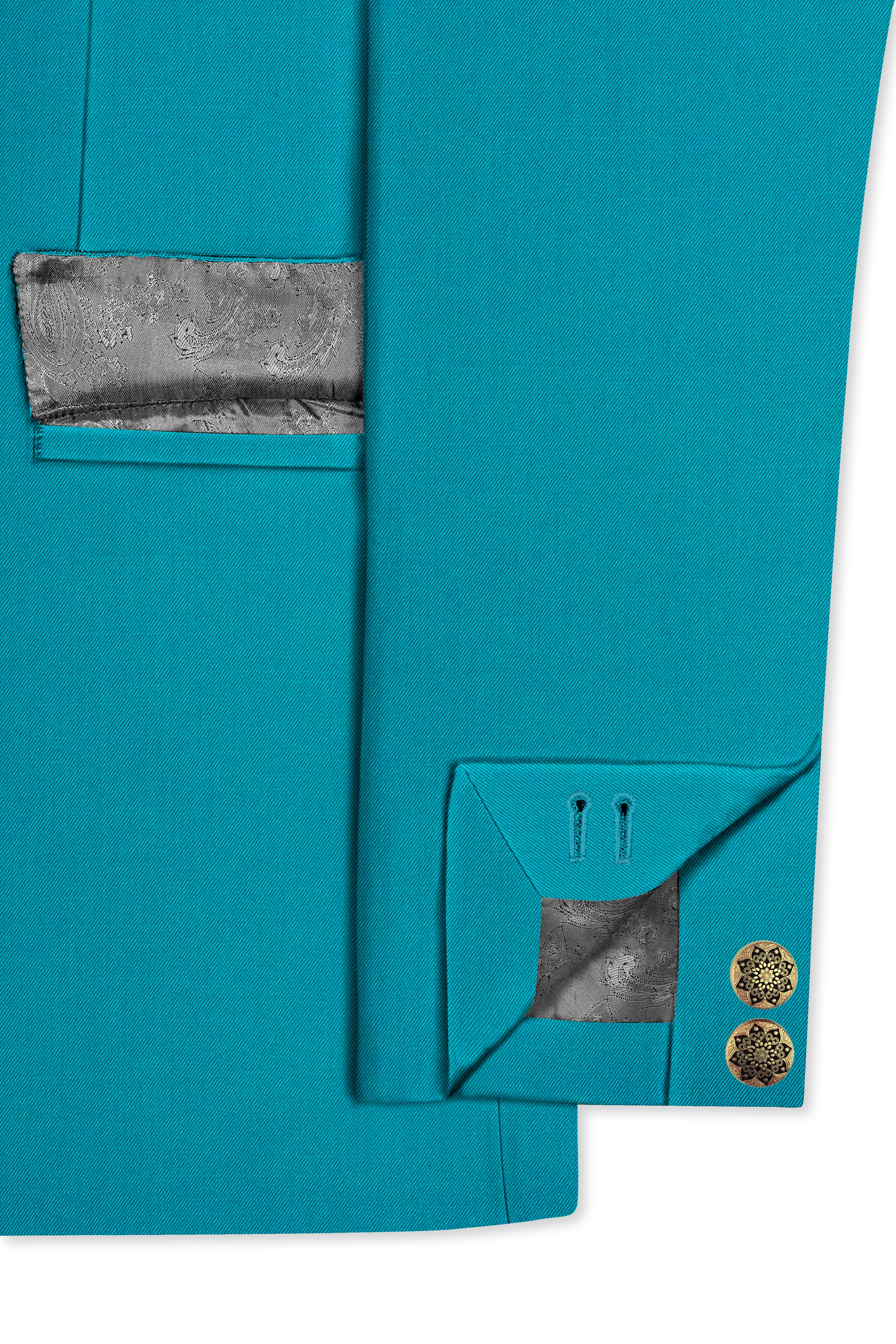 Zephir-Surfie Green Wool Rich Bandhgala Stretchable Traveler Suit
