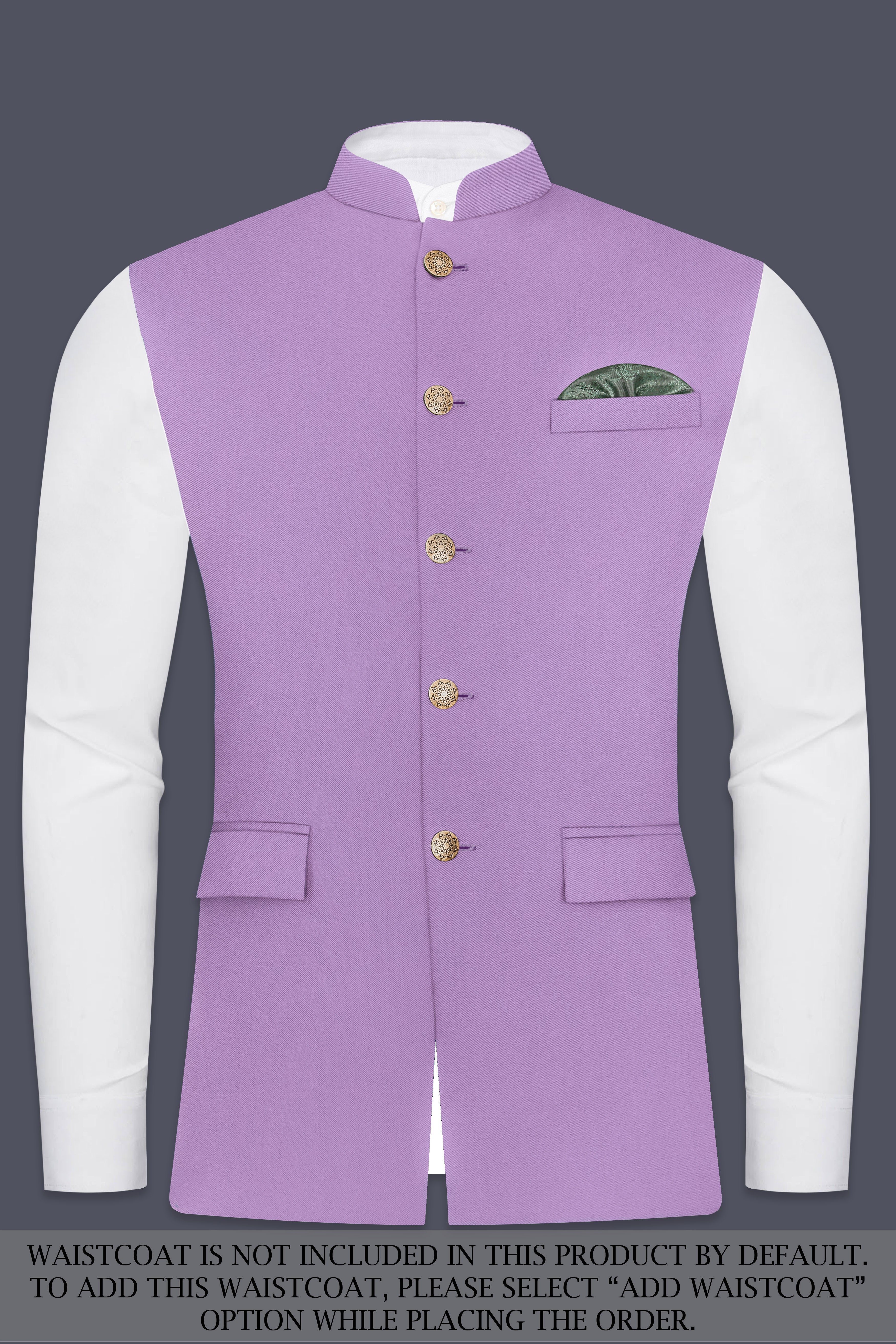 Roylen-Mountbatten Purple Wool Rich Bandhgala Slight Stretch Suit