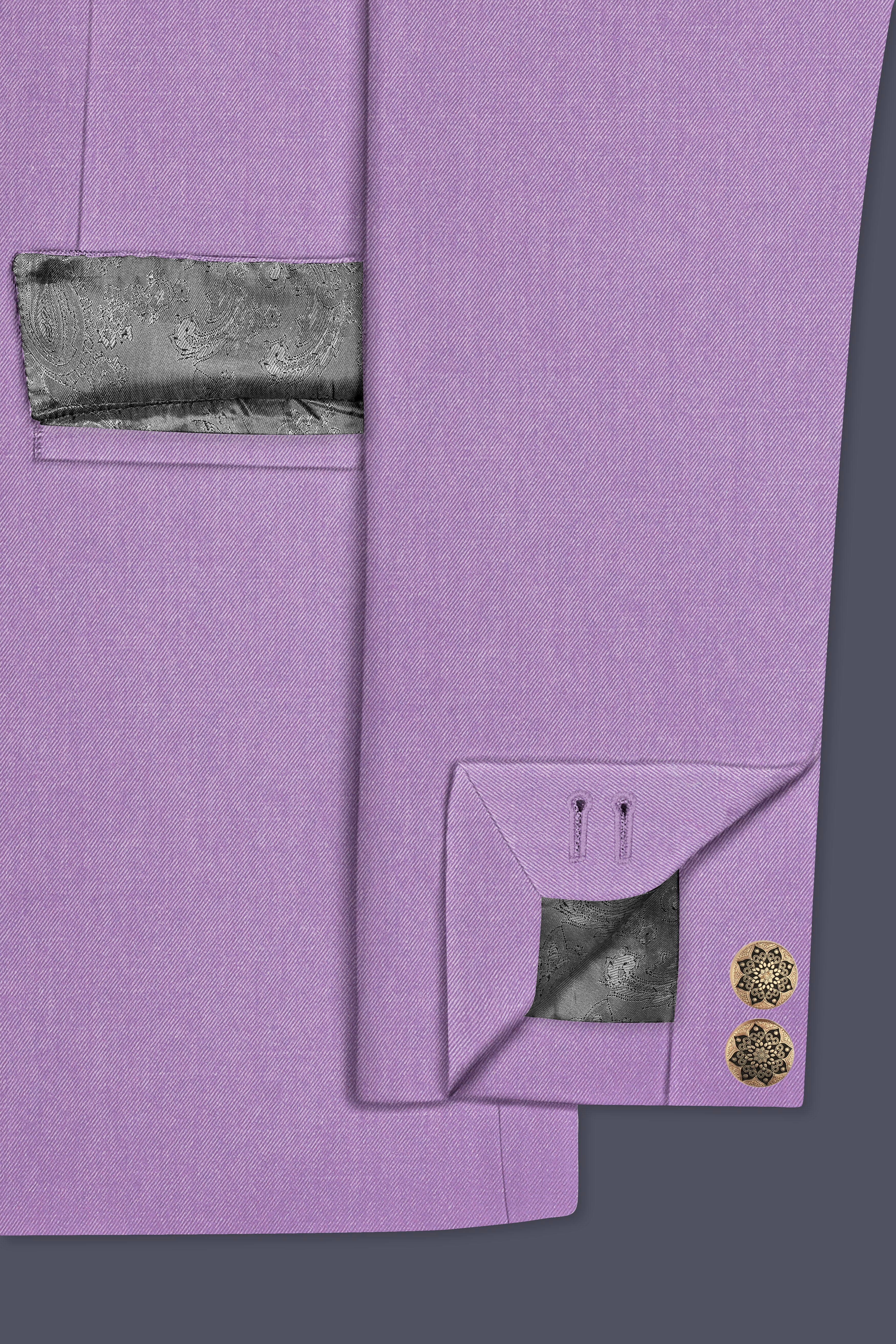 Roylen-Mountbatten Purple Wool Rich Bandhgala Slight Stretch Suit
