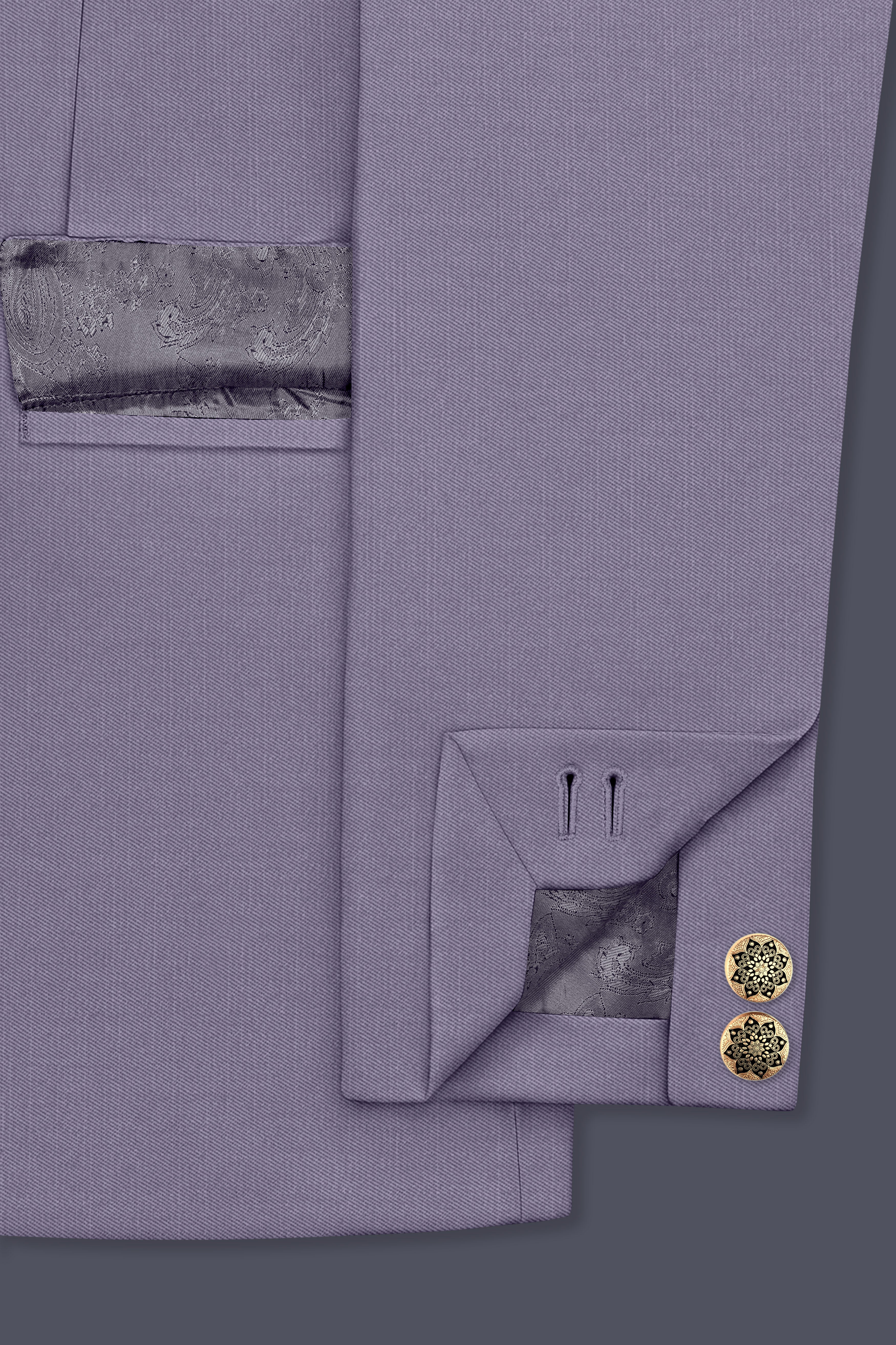 Roylen-Mountbatten Purple Wool Rich Bandhgala Slight Stretch Suit