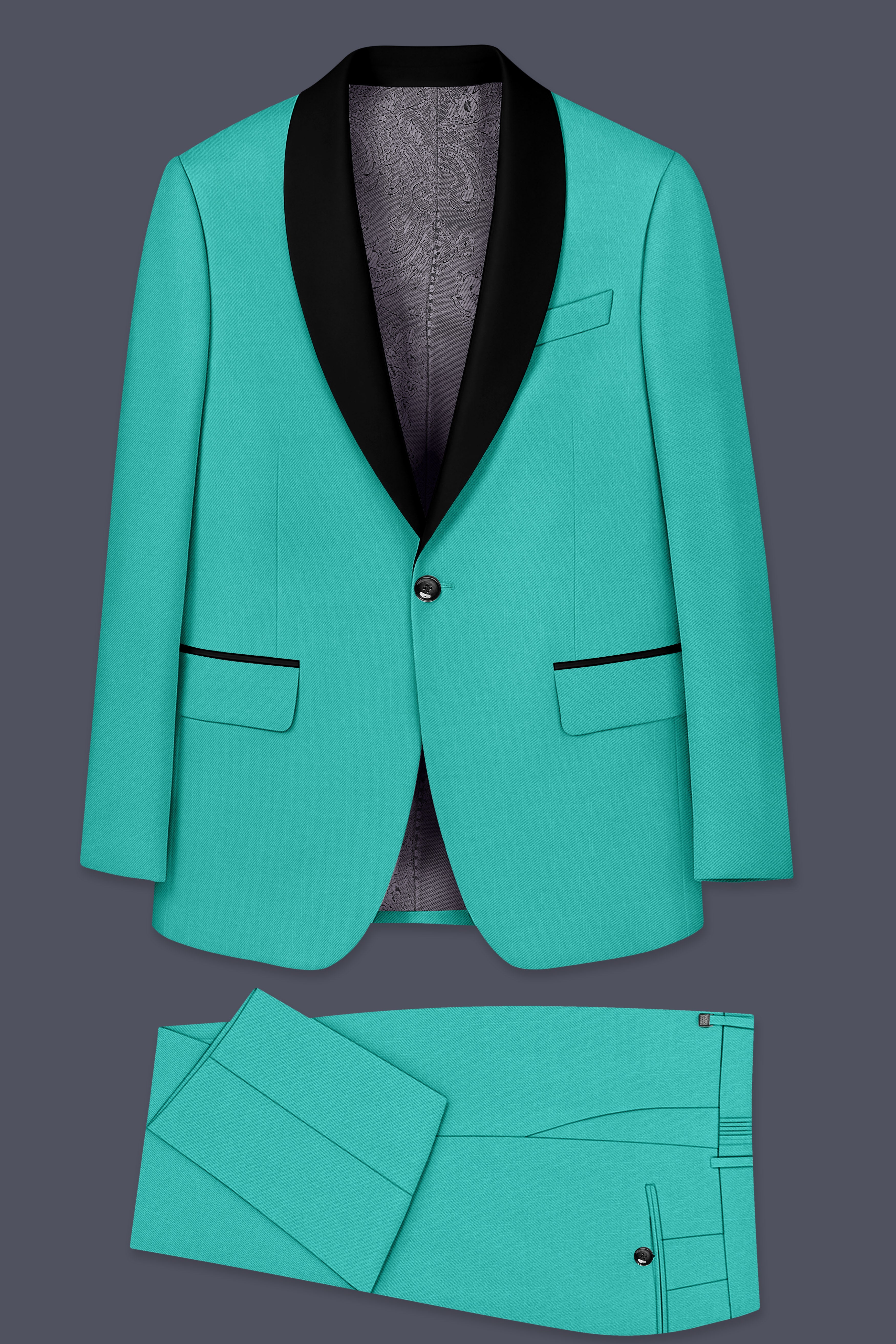 Aegir-Viking Blue Wool Rich Tuxedo Slight Stretch Suit