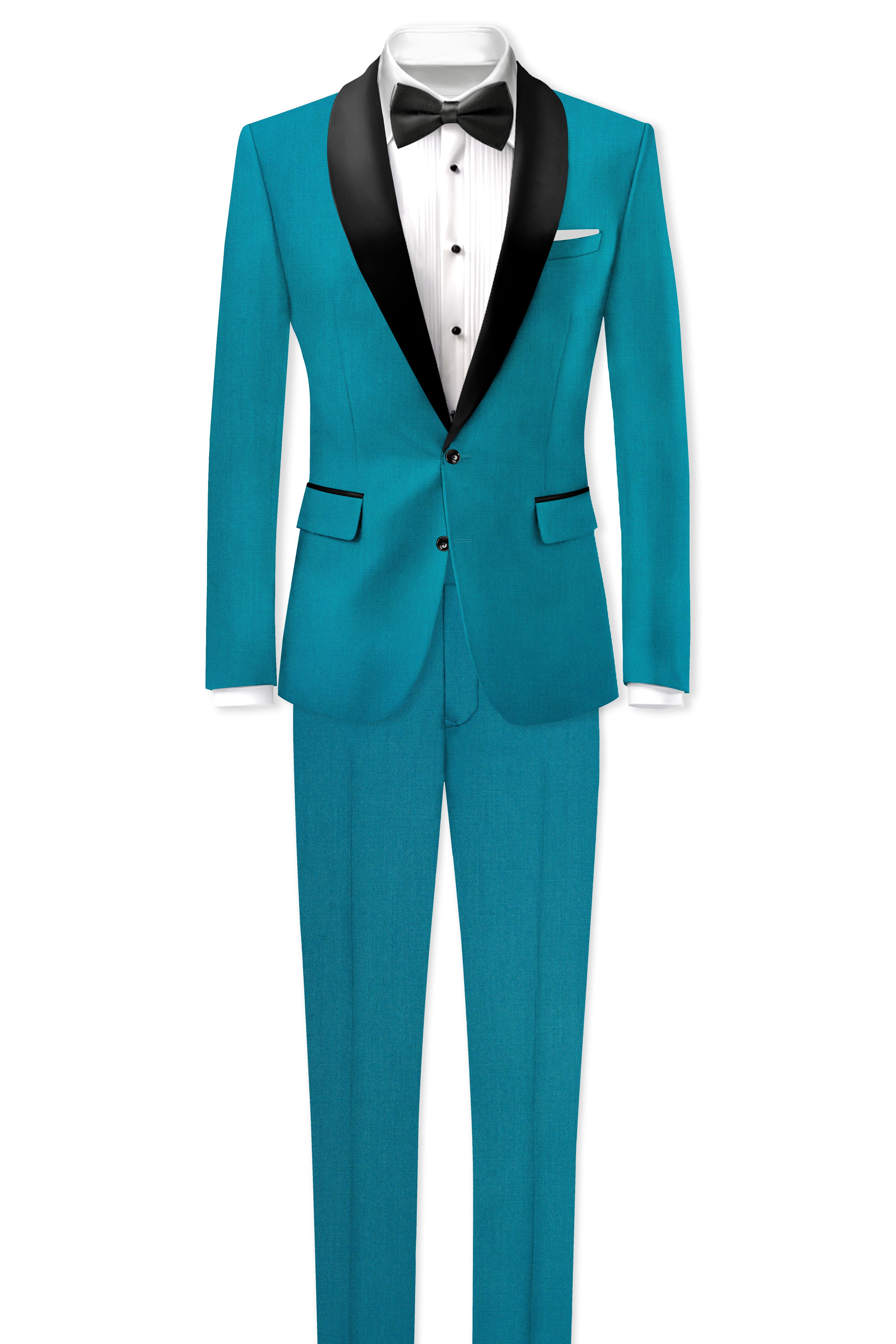 Zephirsurfie Green Wool Rich Tuxedo Stretchable Traveler Suit