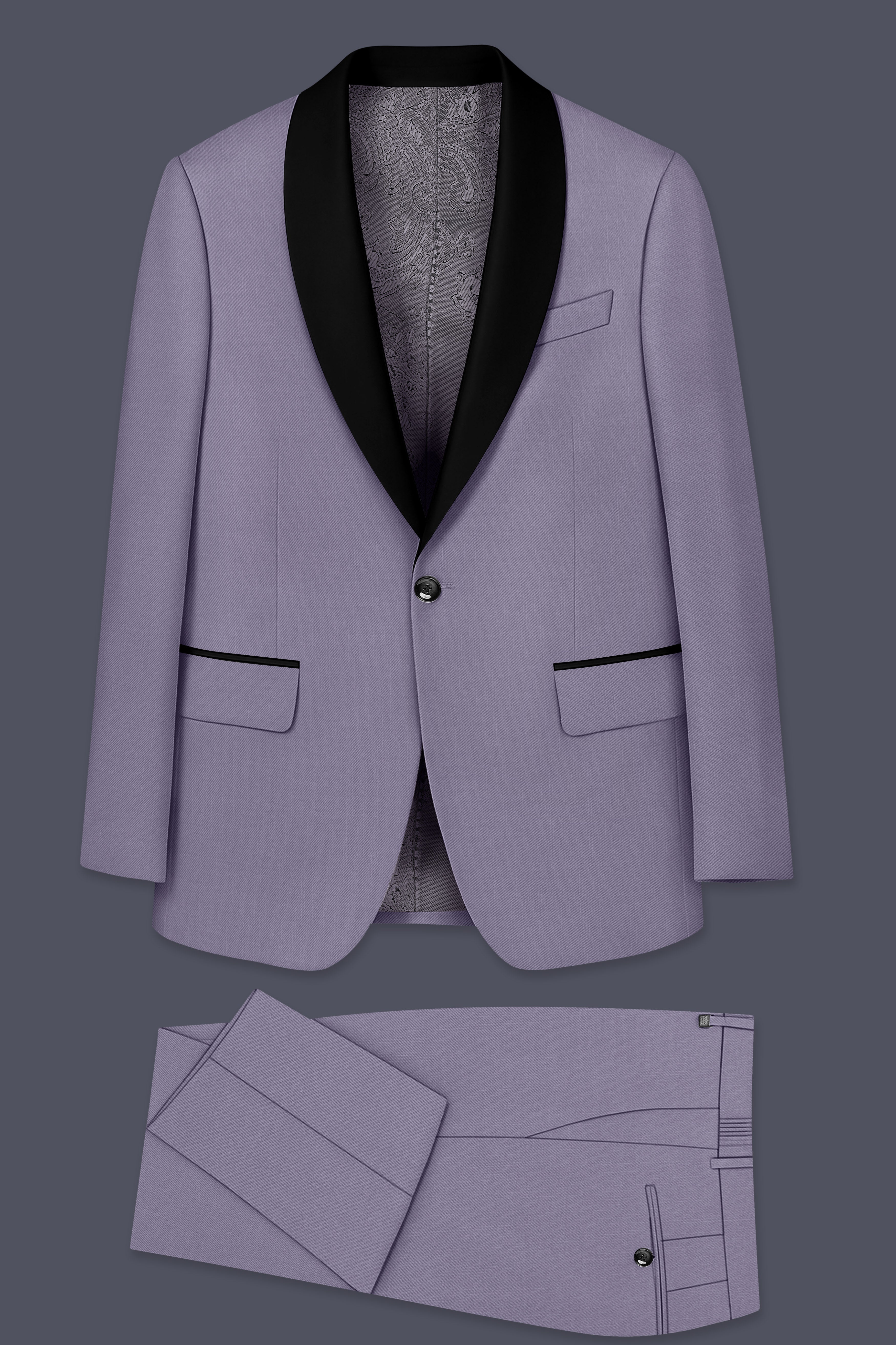 Roylen-Mountbatten Purple Wool Rich Tuxedo Slight Stretch Suit