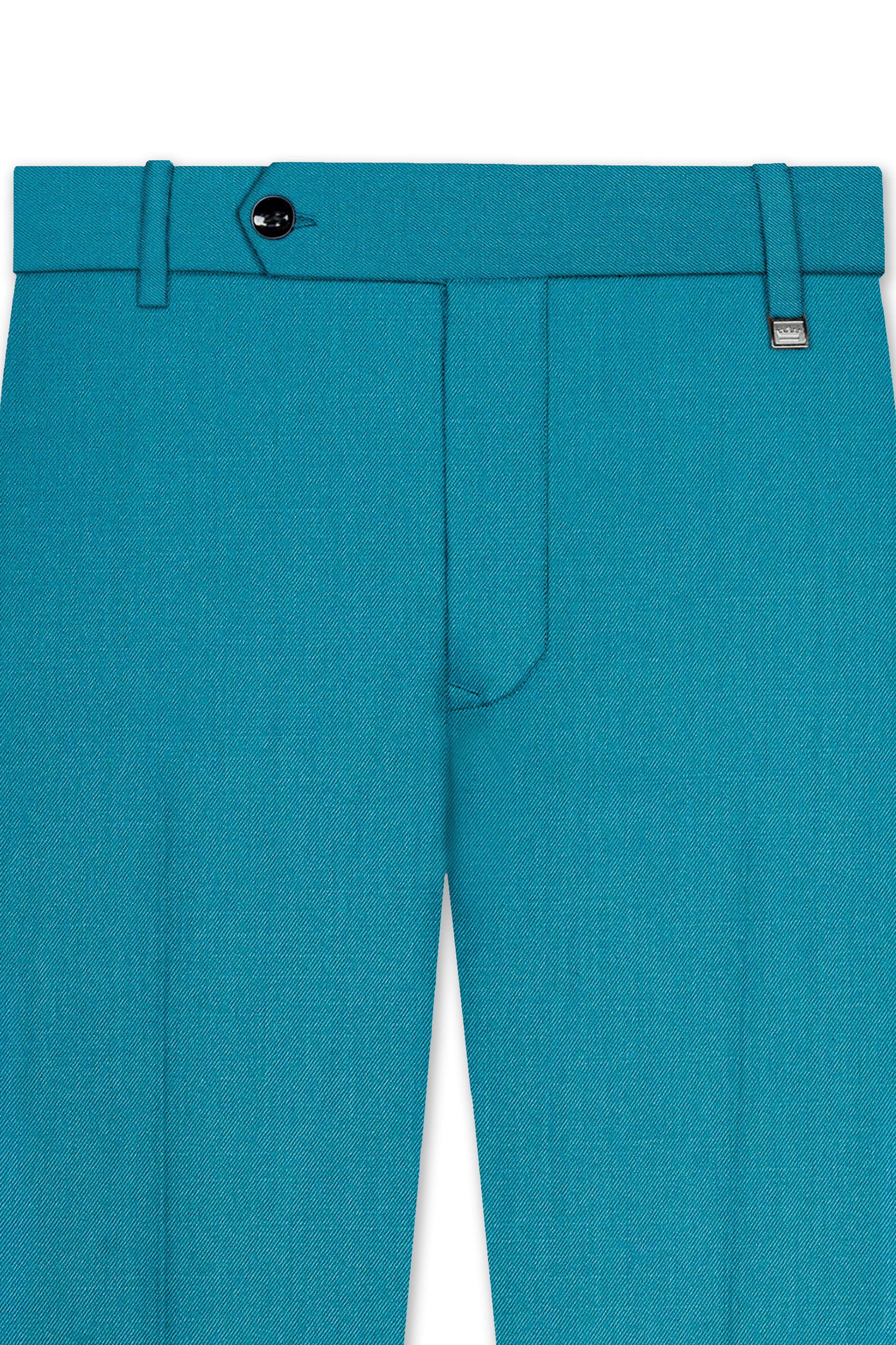 Zephir-Surfie Green Wool Rich Peak Lapel Tuxedo Slight Stretch Suit