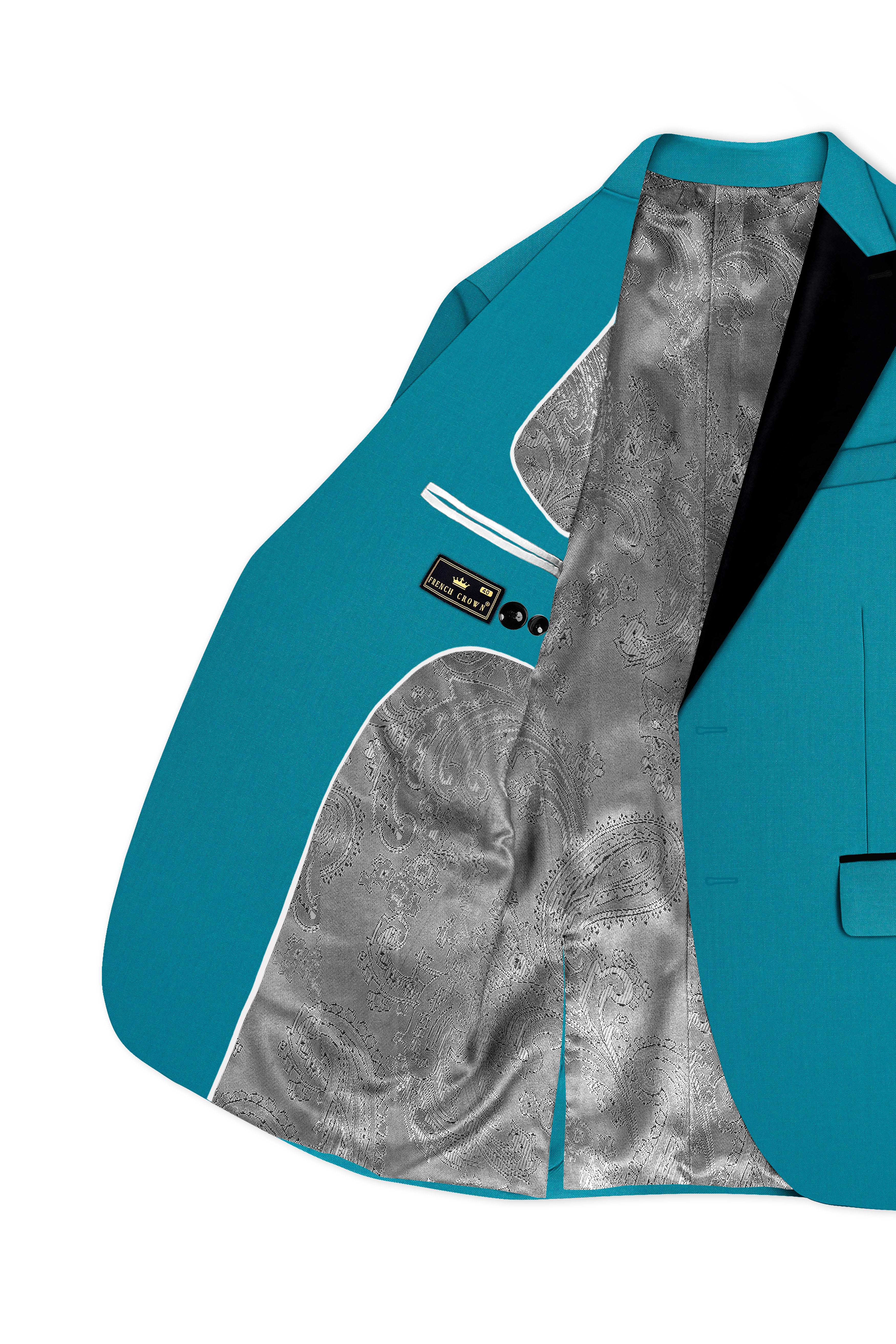 Zephir-Surfie Green Wool Rich Peak Lapel Tuxedo Stretchable Traveler Suit