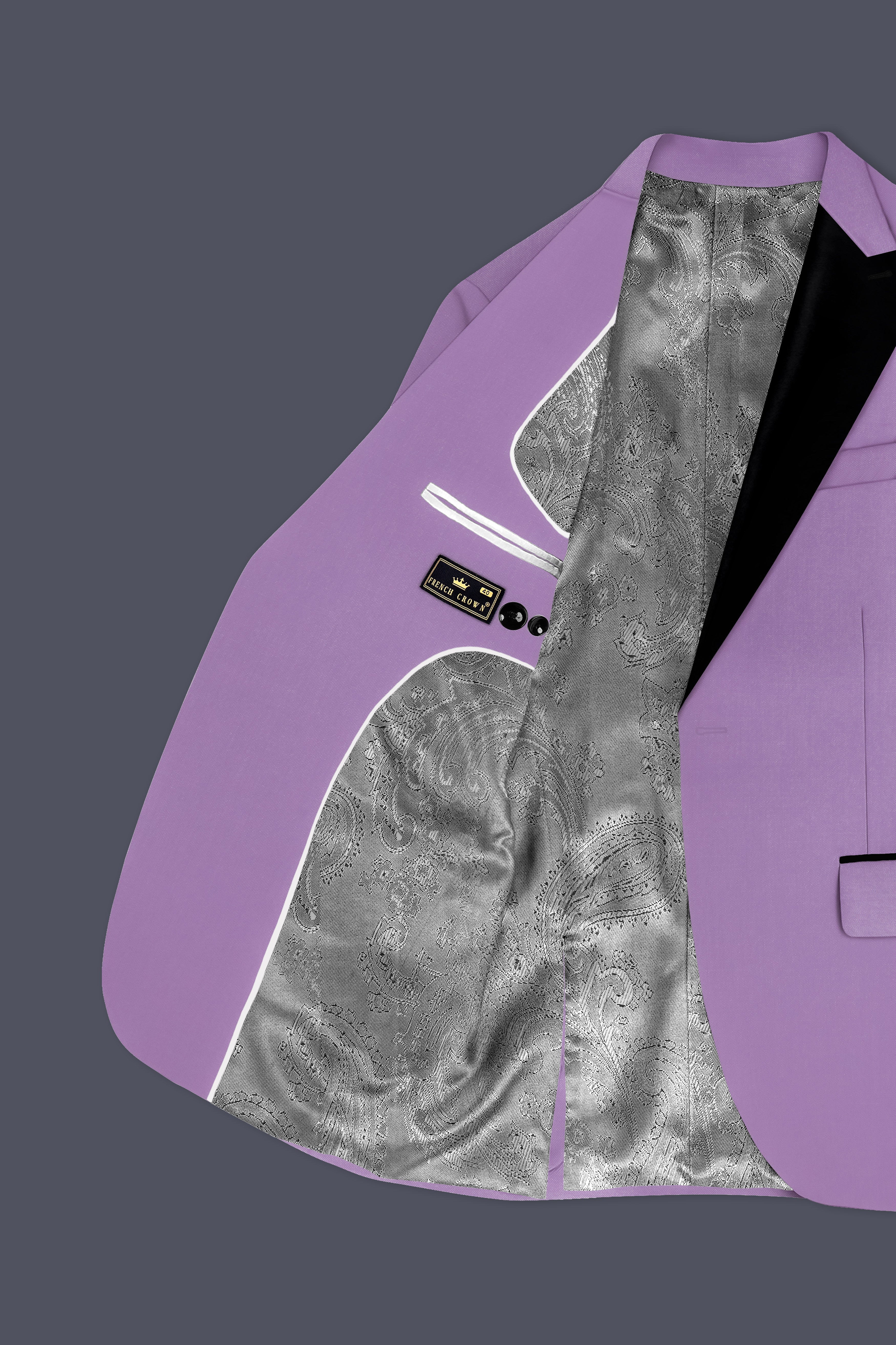 Roylen-Mountbatten Purple Wool Rich Peak Lapel Tuxedo Slight Stretch Suit