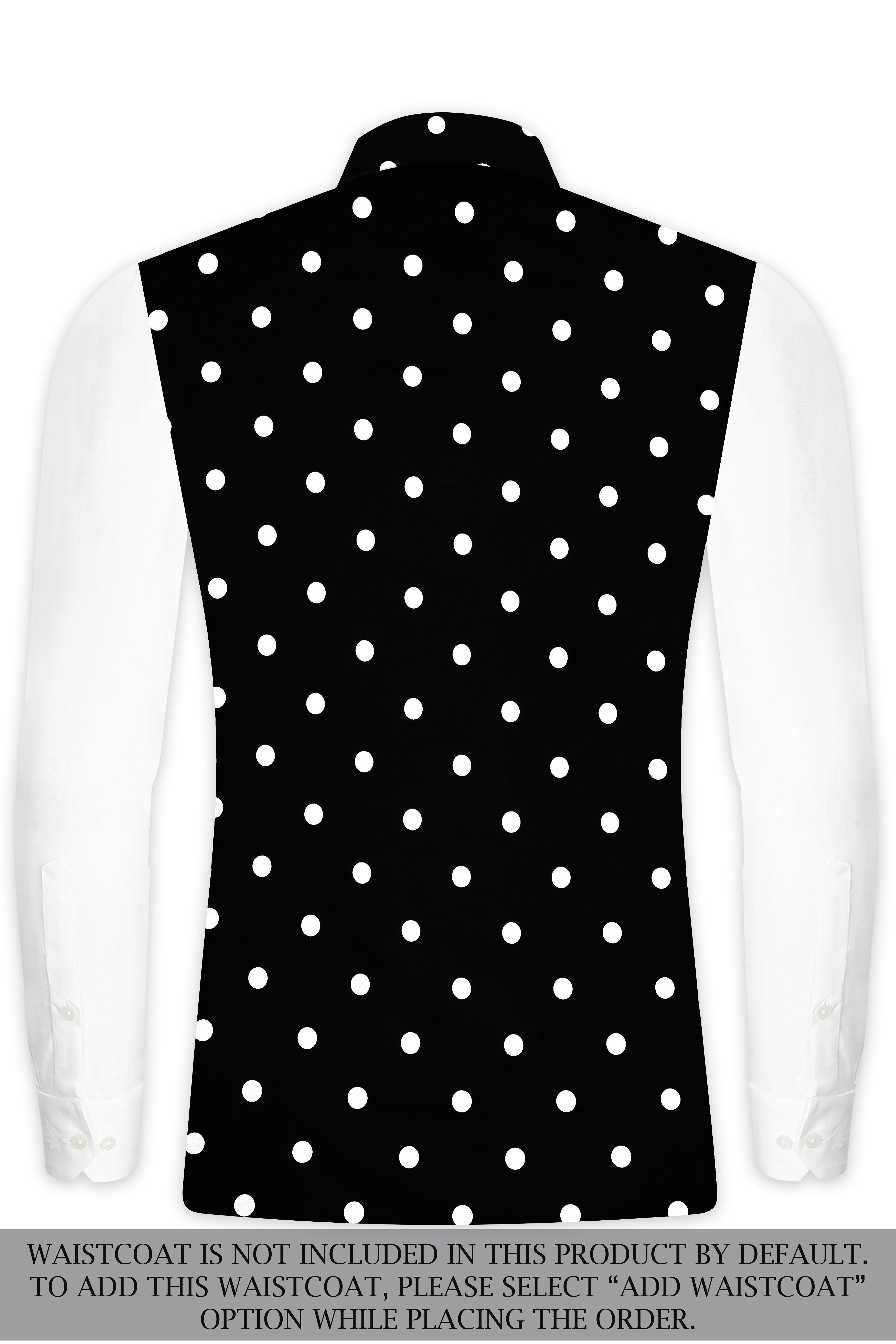 Noirdot-Jade Black Polka Dotted Premium Cotton Bandhgala Suit