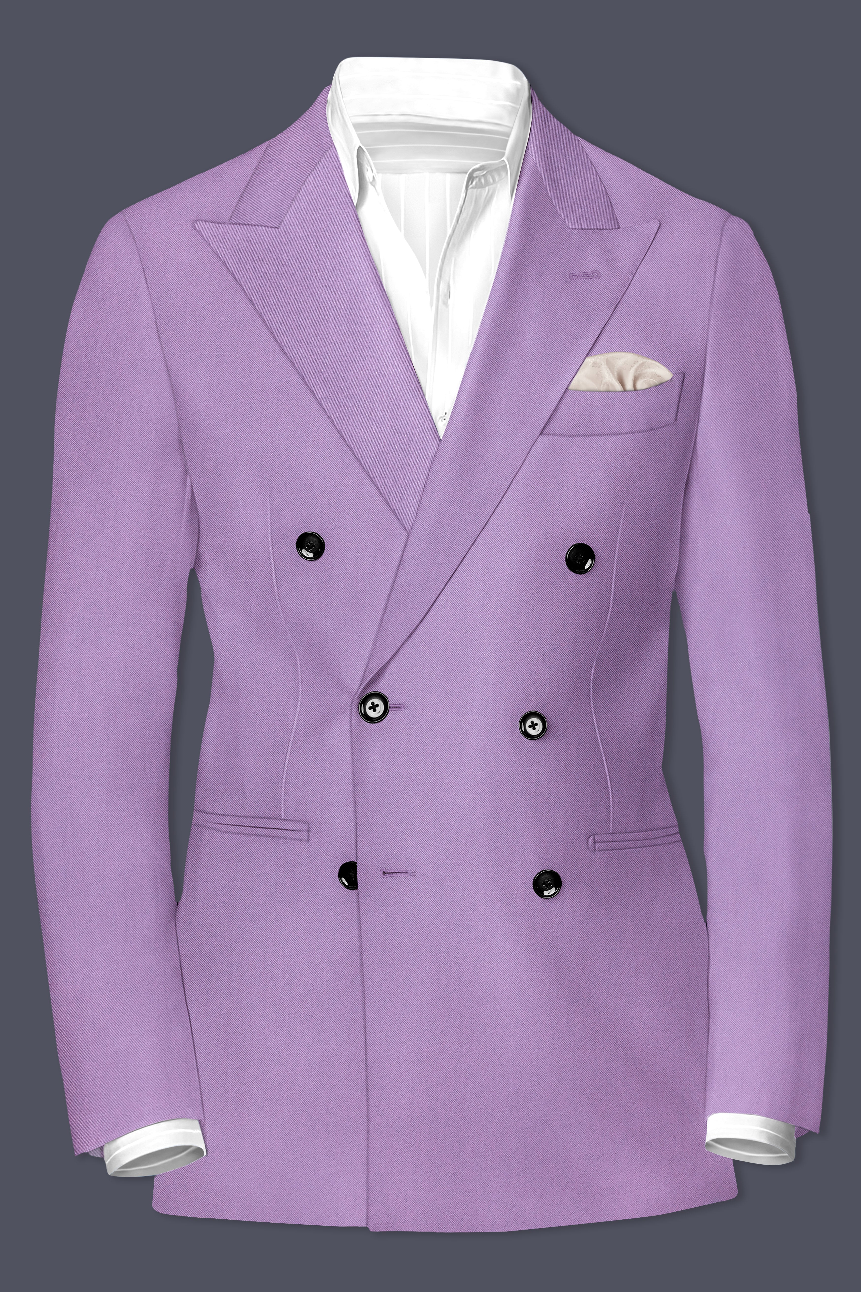 Roylen-Mountbatten Purple Wool Rich Double Breasted Stretchable Traveler Suit