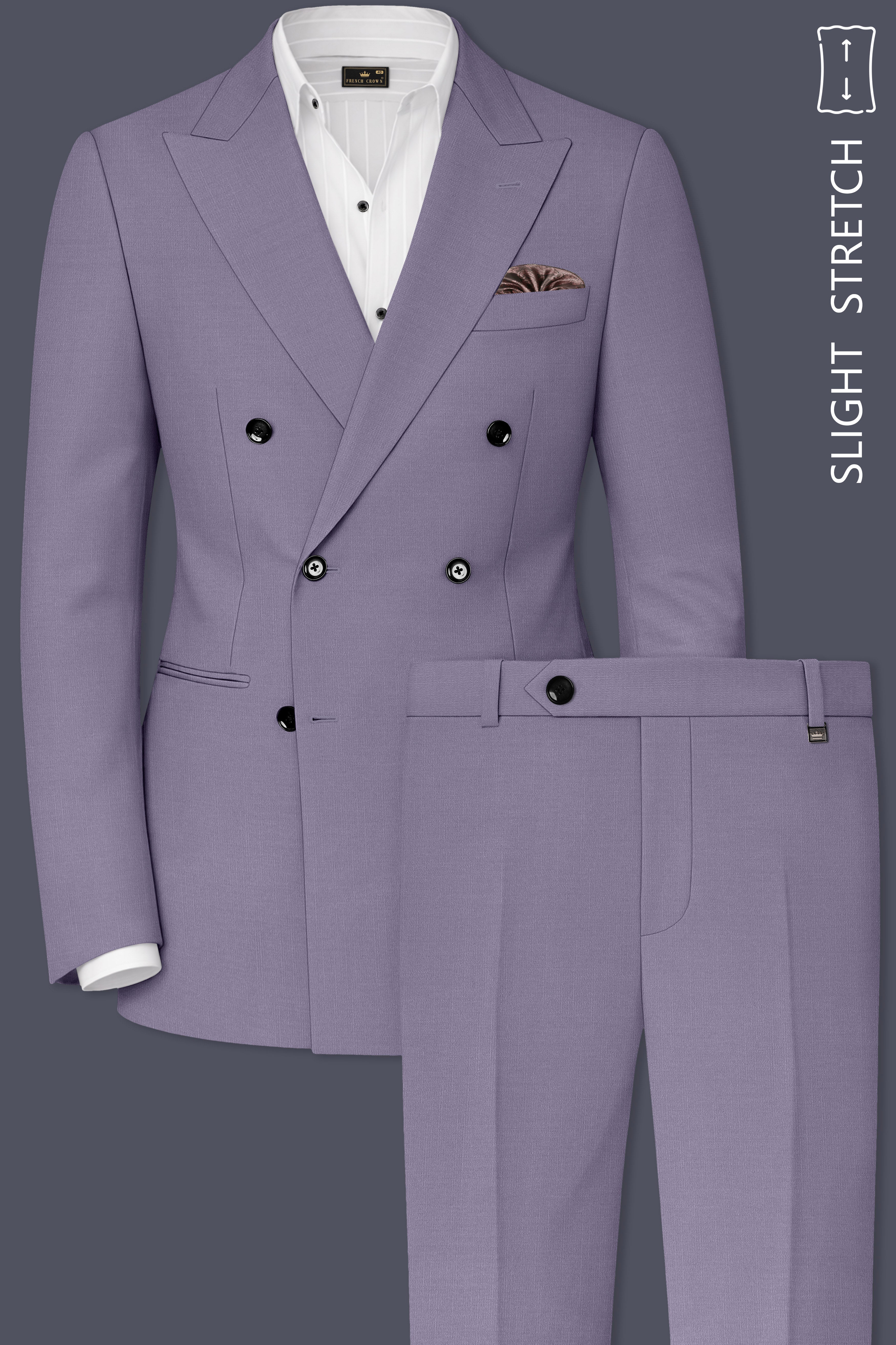 Roylen-Mountbatten Purple Solid Premium Wool Rich Double Breasted