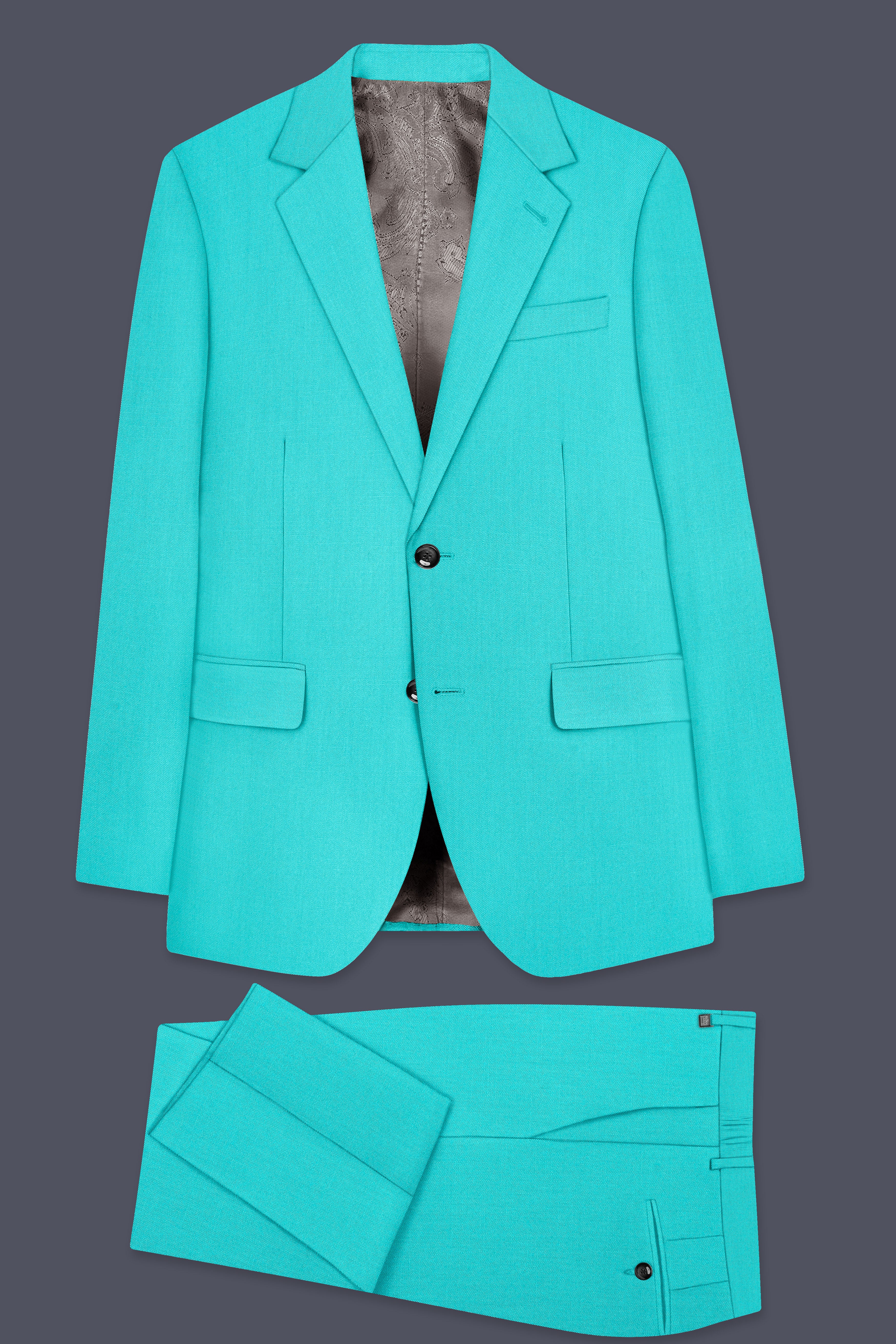 Aegir-Viking Blue Wool Rich Single Breasted Stretchable Traveler Suit