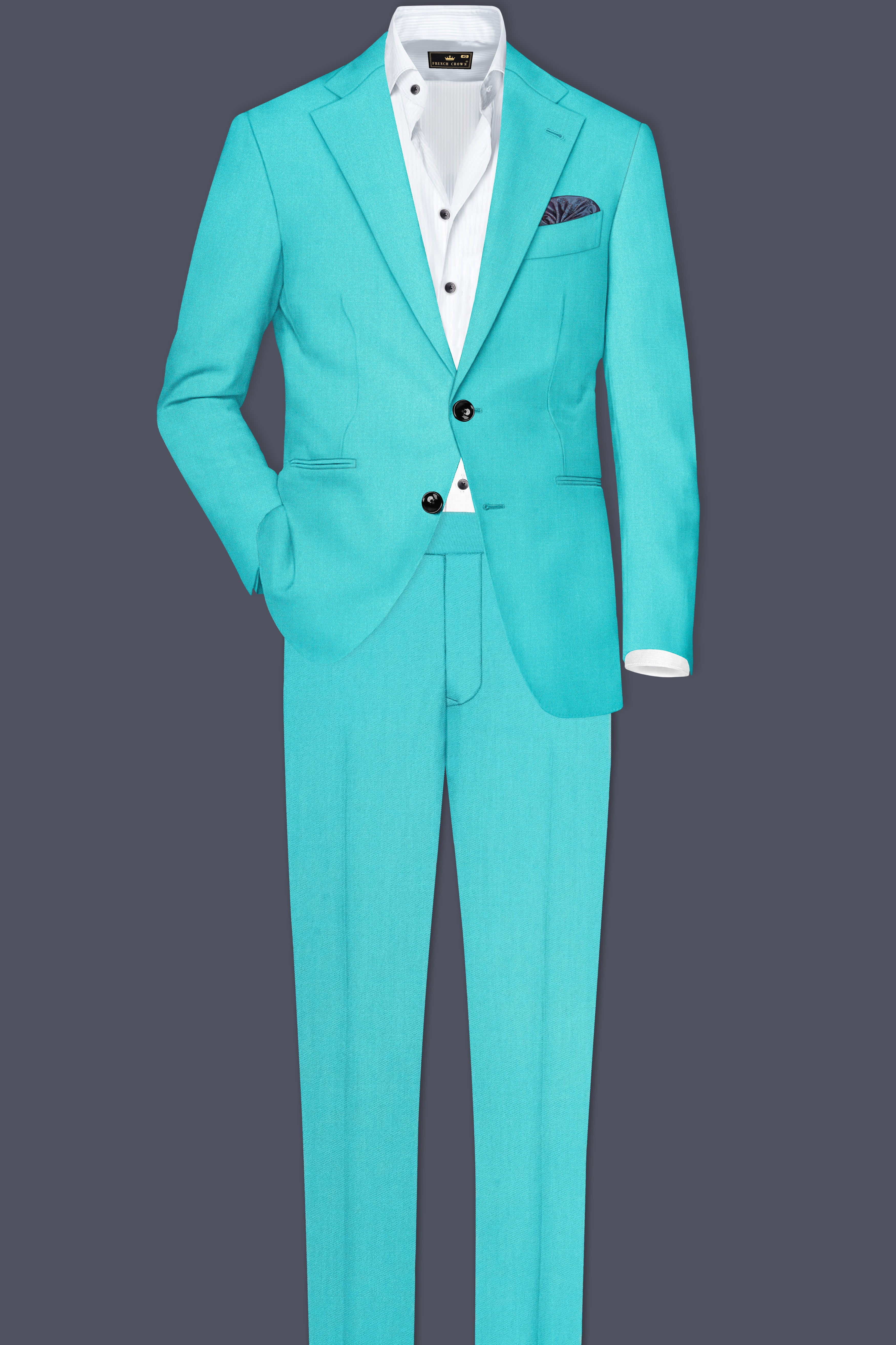 Aegir-Viking Blue Wool Rich Single Breasted Stretchable Traveler Suit