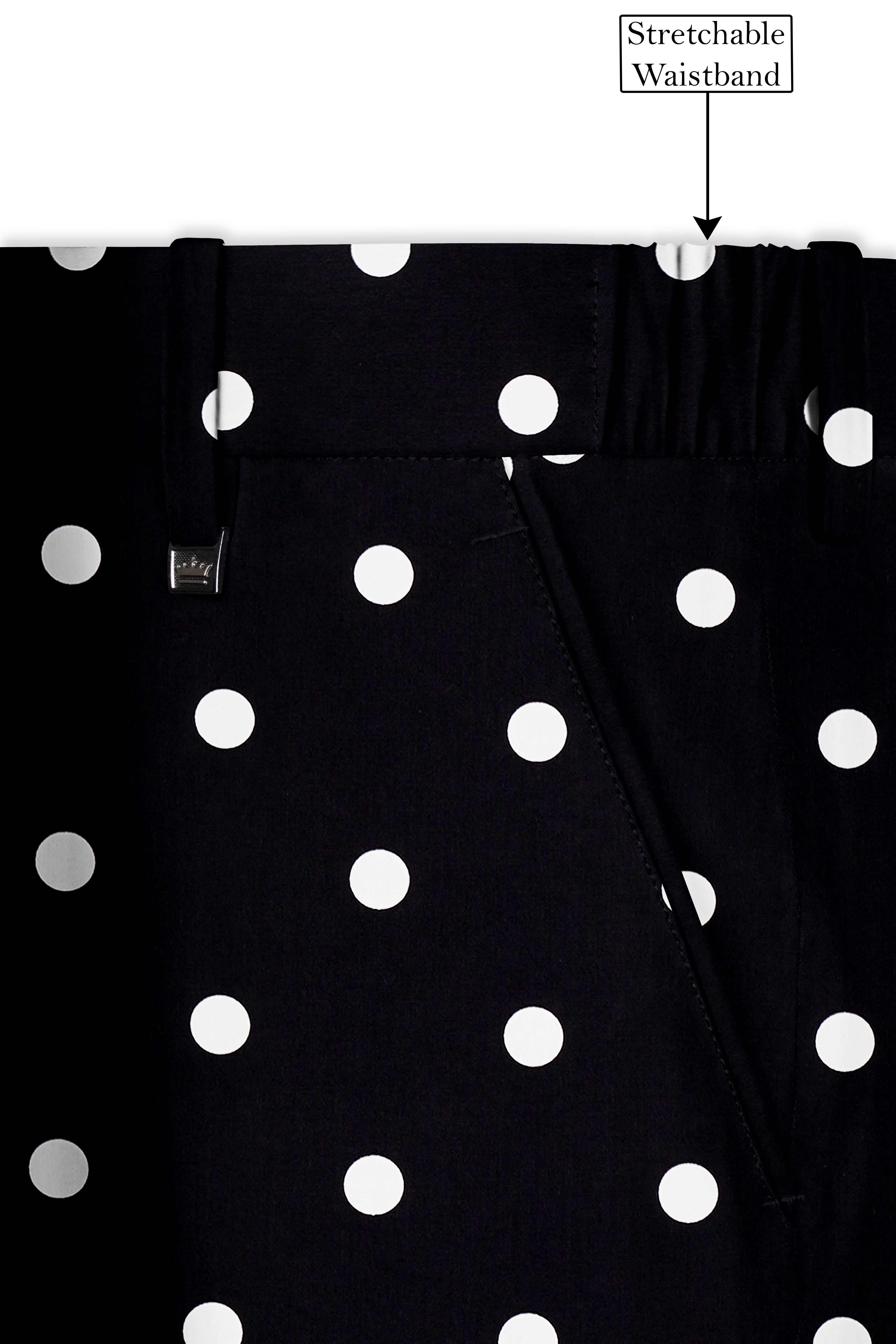 Noirdot-Jade Black Polka Dots Printed Premium Cotton Peak Lapel Tuxedo Suit