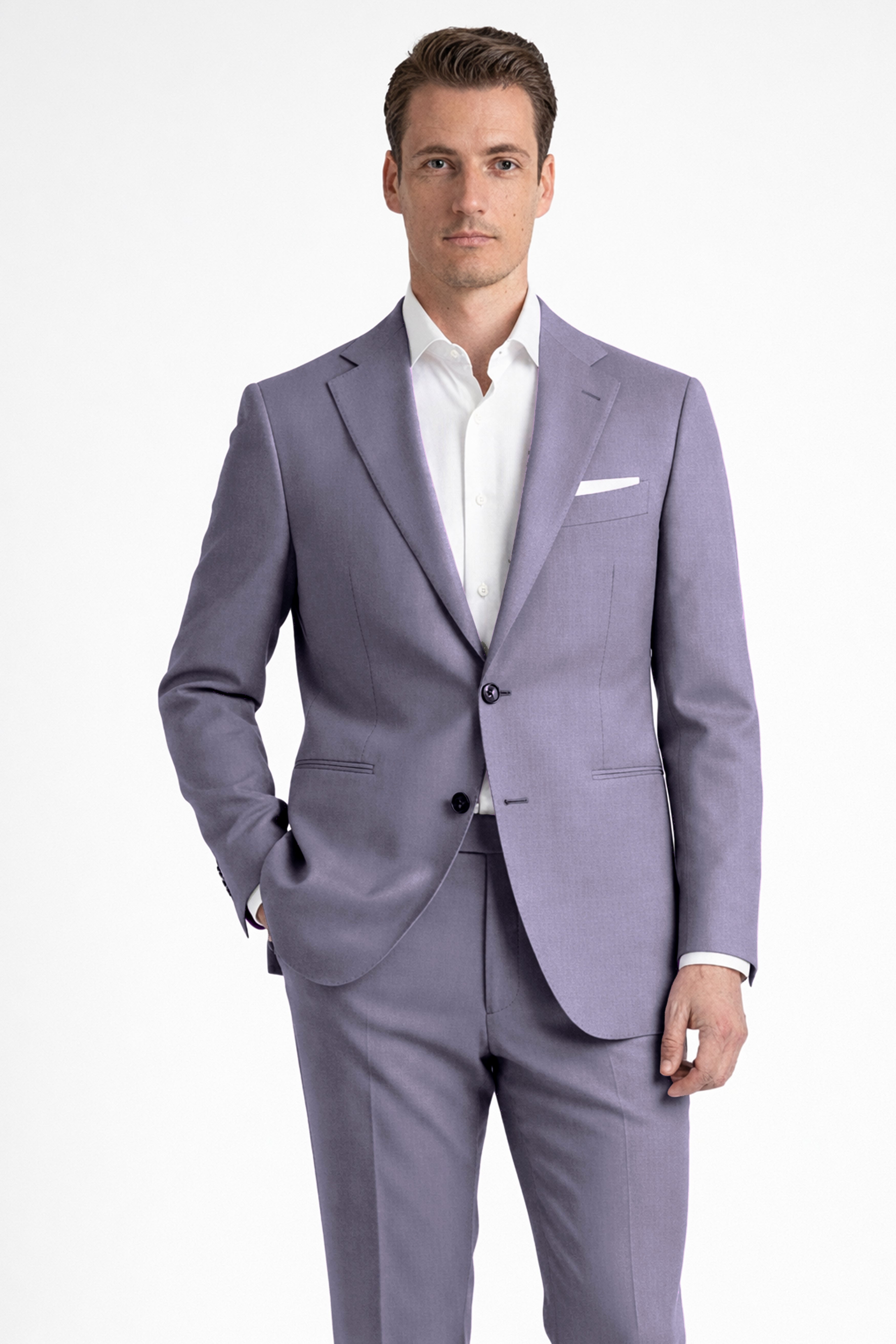 Roylen-Mountbatten Purple Wool Rich Single Breasted Slight Stretch Suit