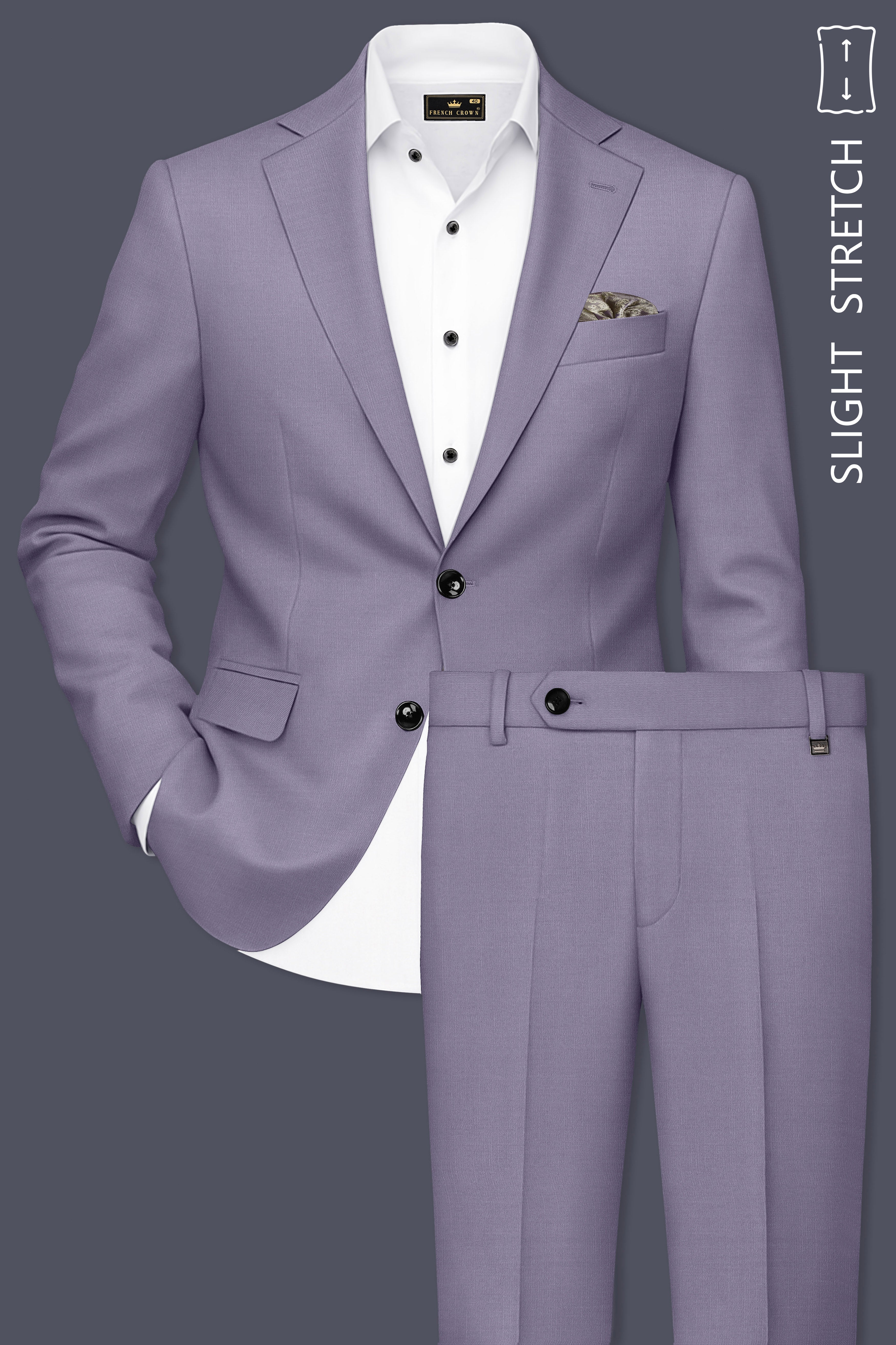 Roylen-Mountbatten Purple Wool Rich Single Breasted Slight Stretch Suit
