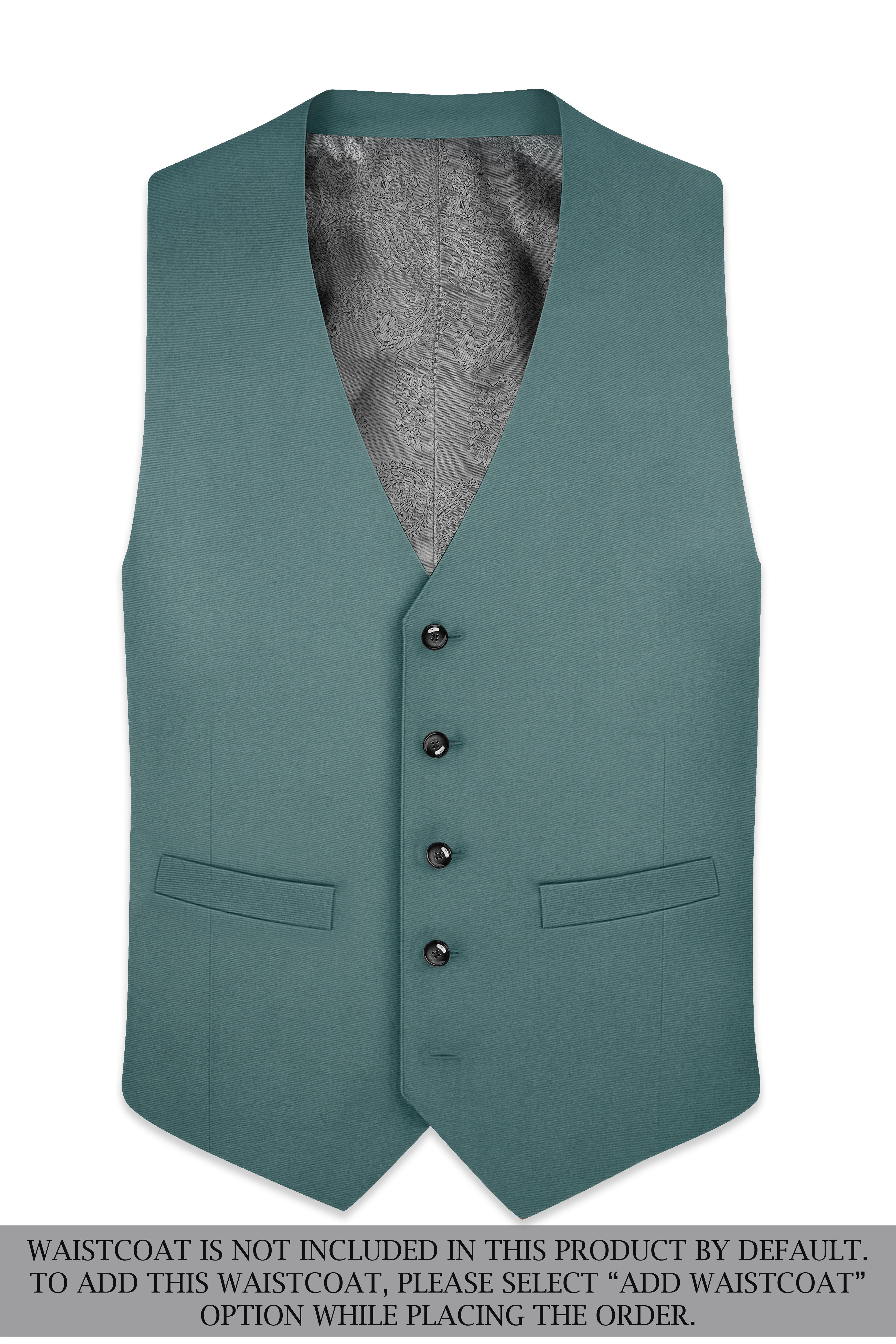 Travliam-William Green Wool Rich Double Breasted Slight Stretch Suit