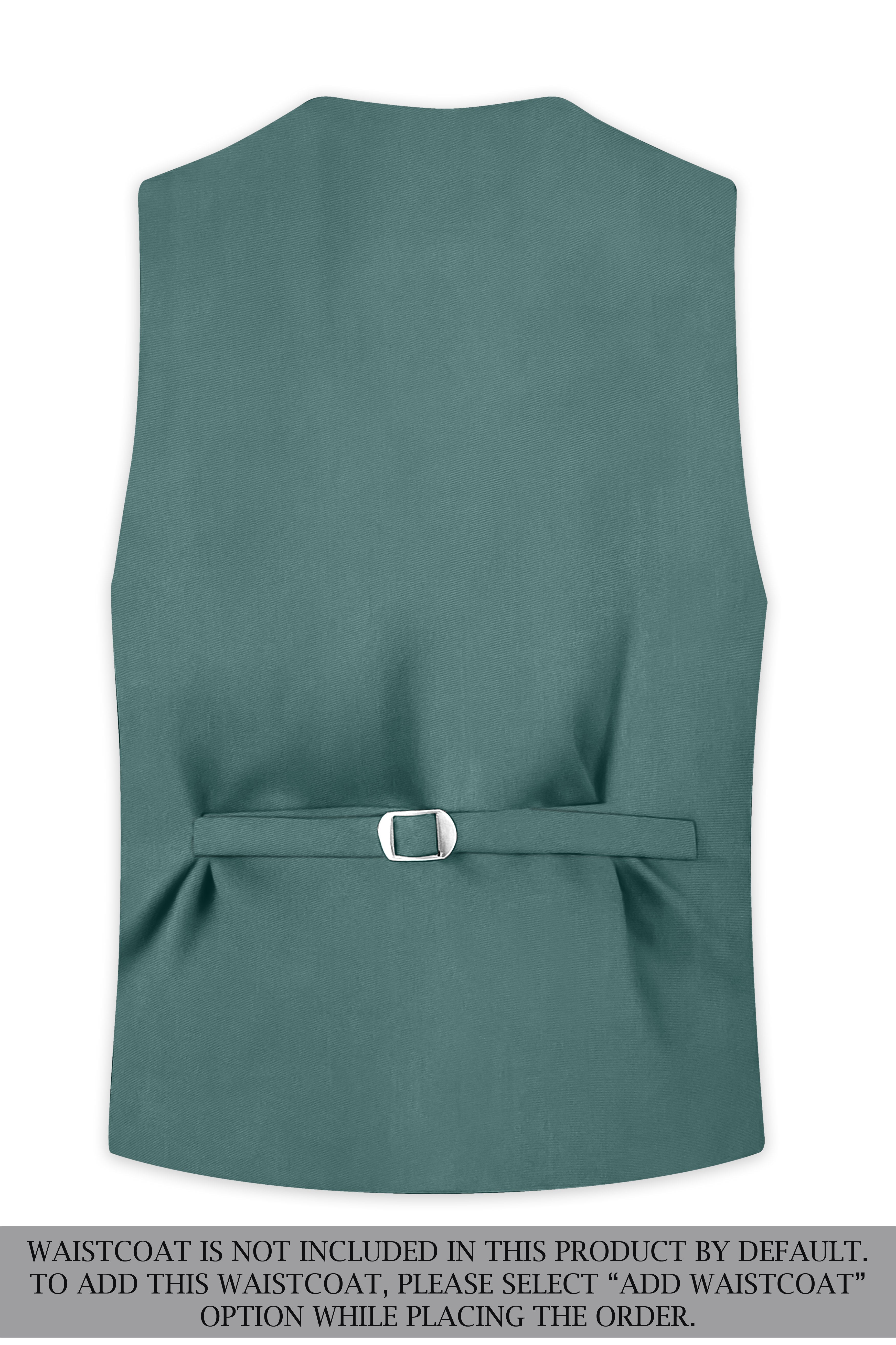 Travliam-William Green Wool Rich Double Breasted Slight Stretch Suit
