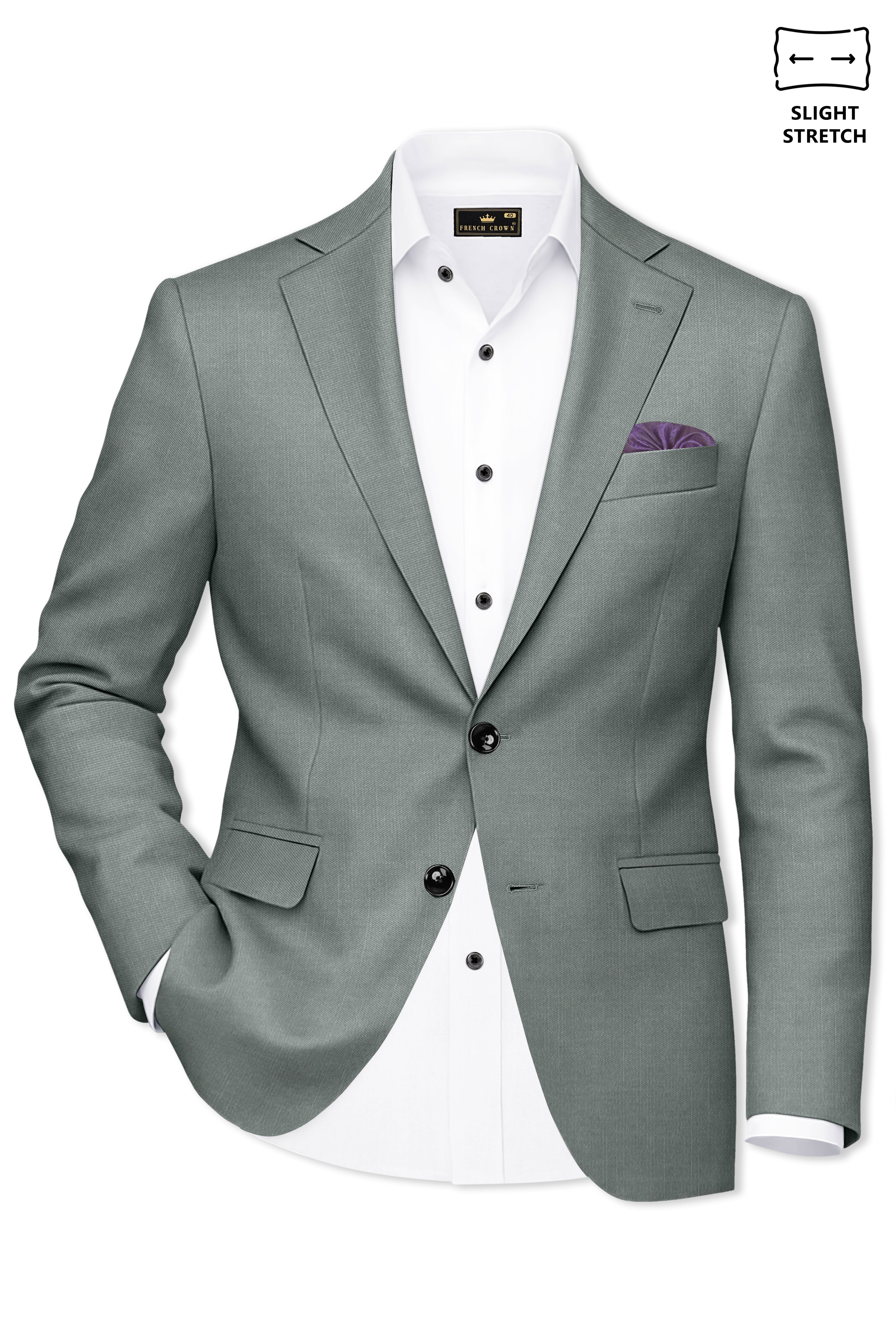 Travliam-William Green Wool Rich Single Breasted Slight Stretch Suit