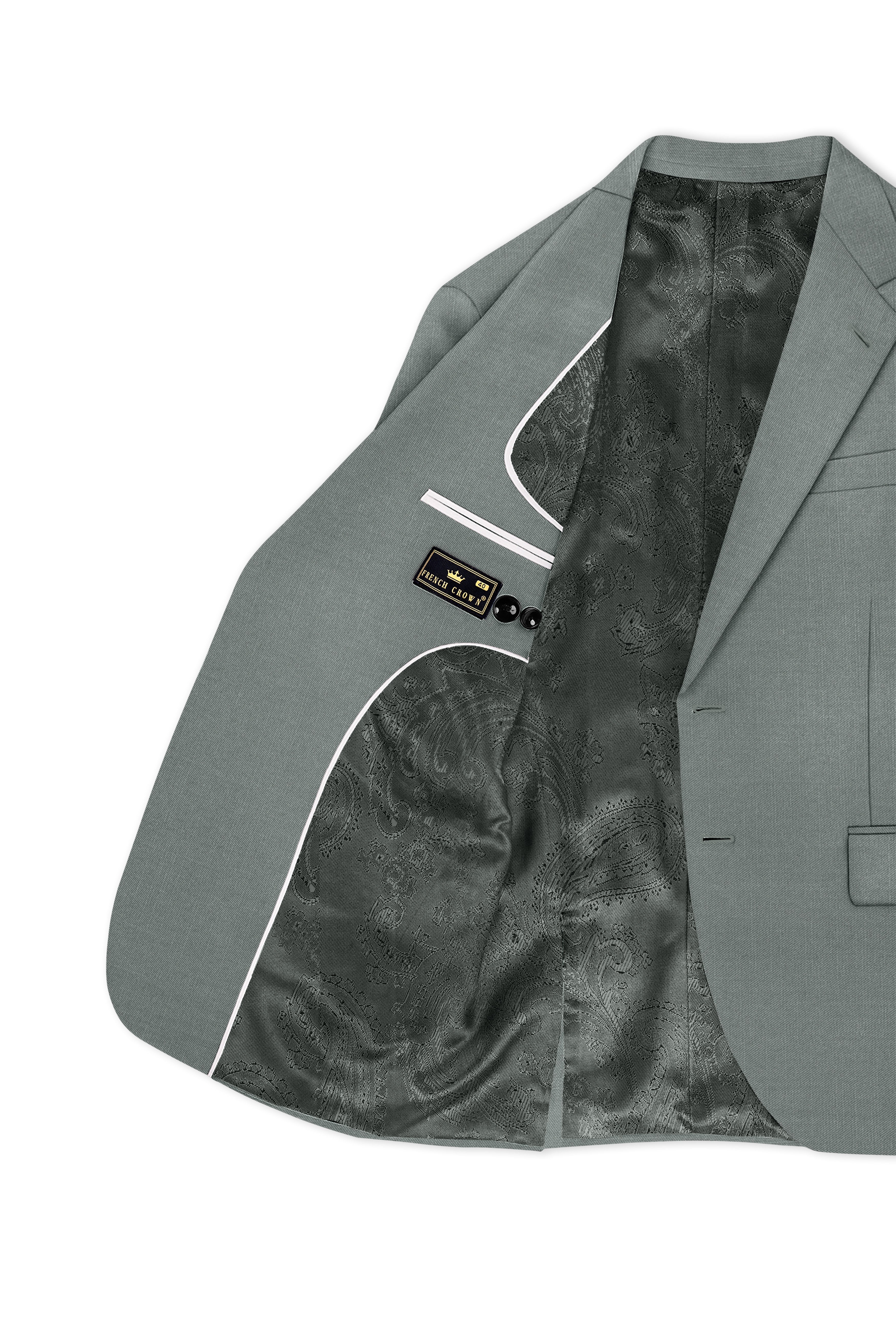 Travliam-William Green Wool Rich Single Breasted Slight Stretch Suit