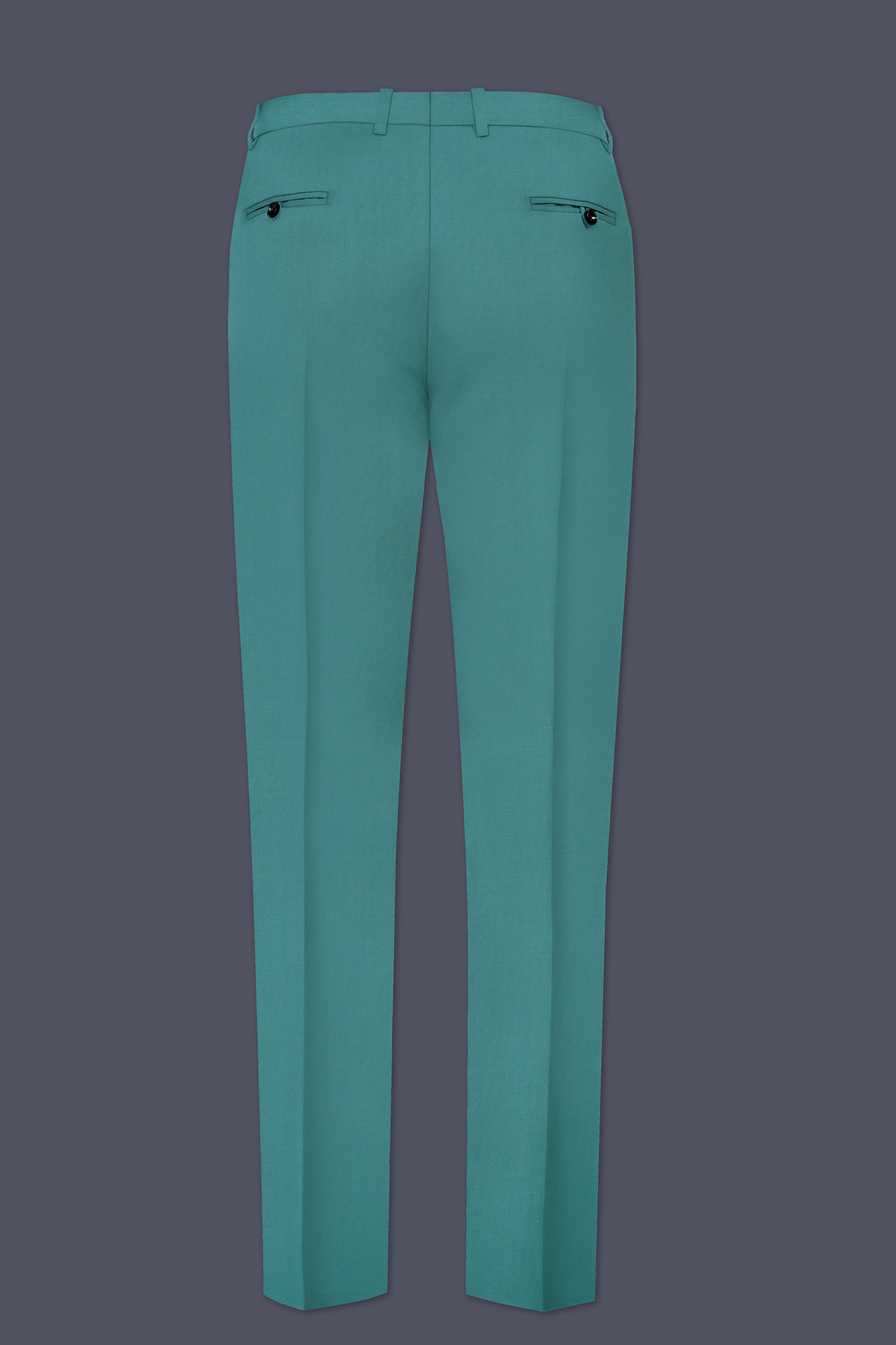 Travirid-Gothic Green Wool Rich Bandhgala Slight Stretch Suit