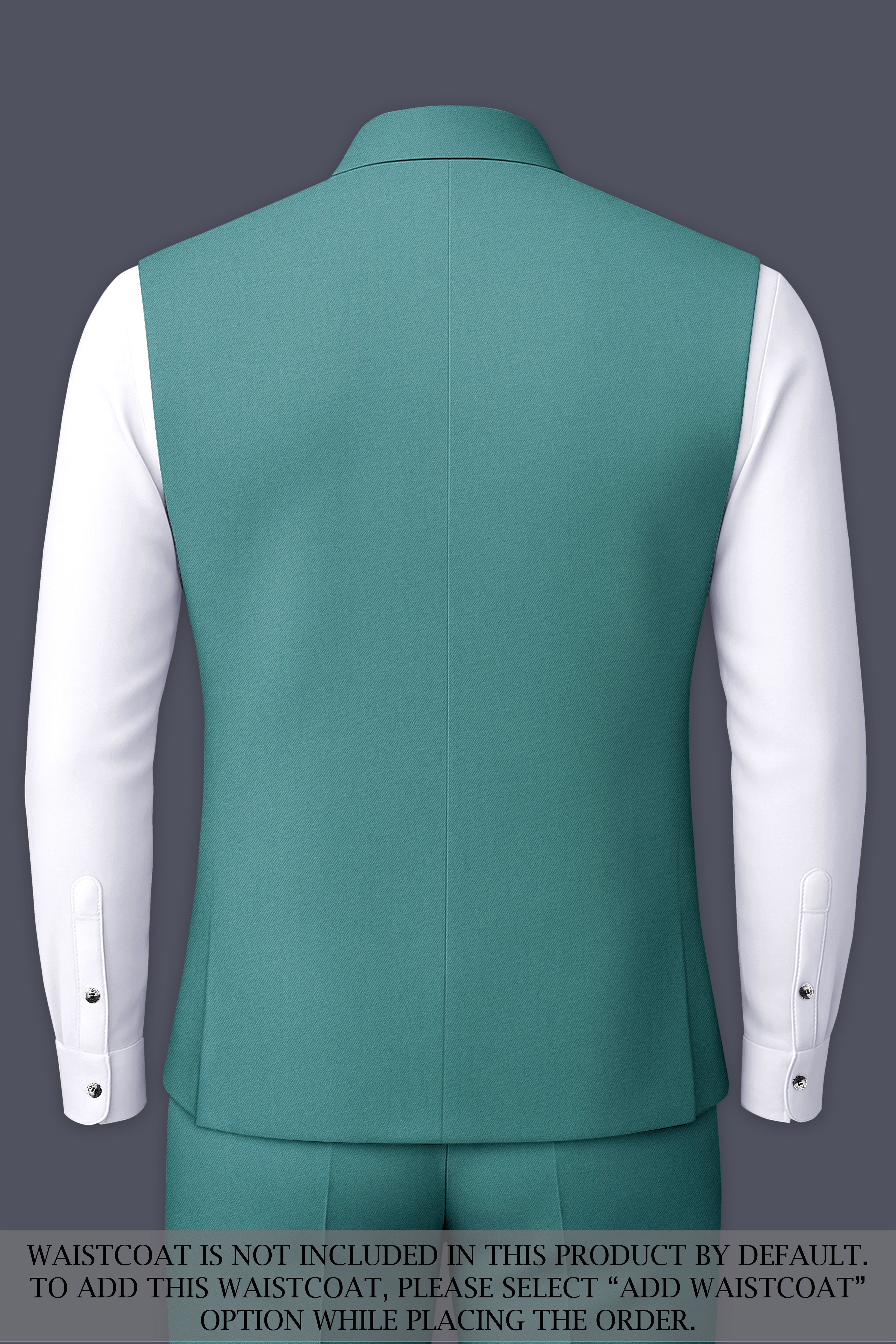 Travirid-Gothic Green Wool Rich Bandhgala Slight Stretch Suit