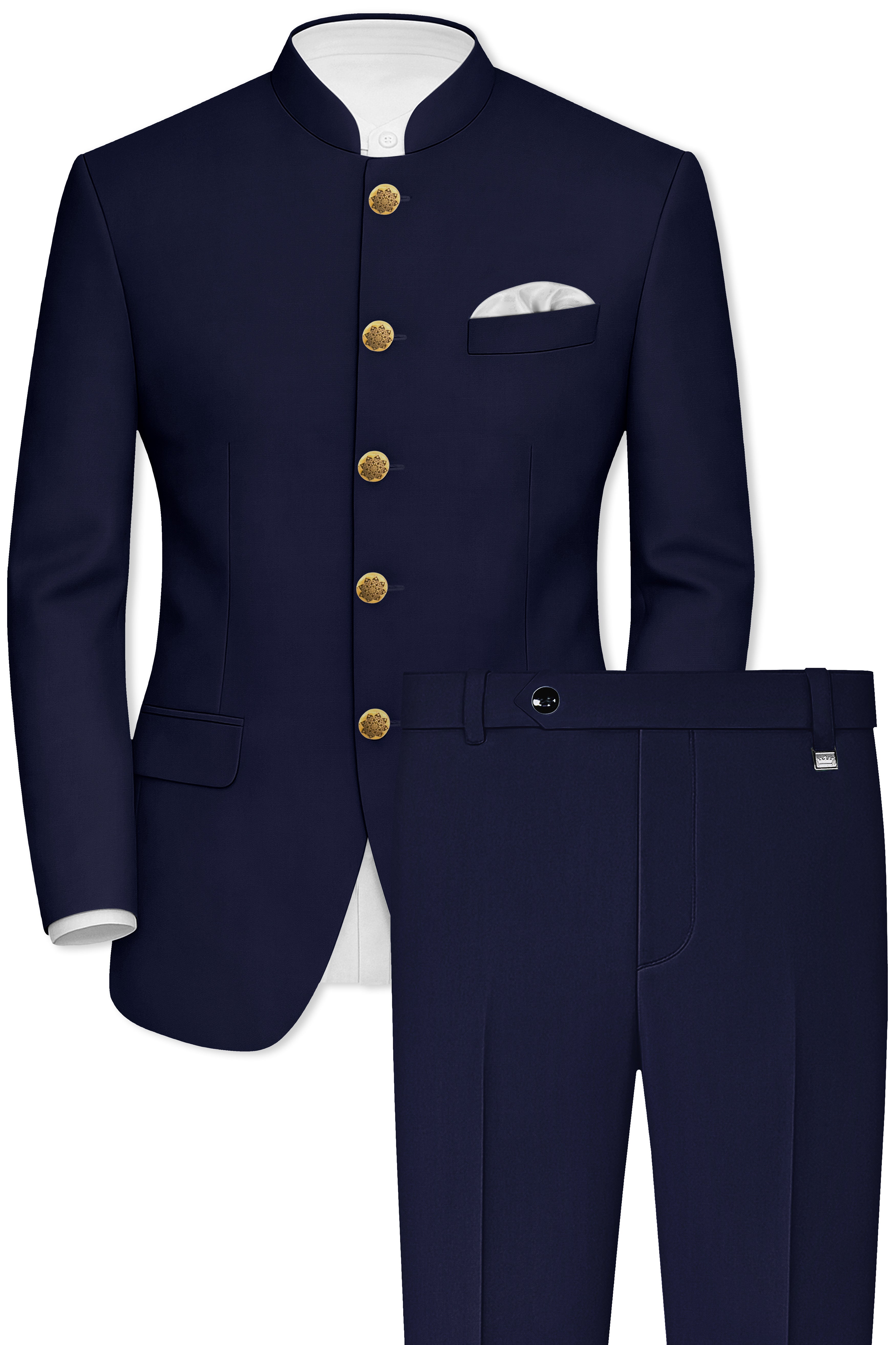 Azurion-Royal Blue Wool Rich Bandhgala Suit