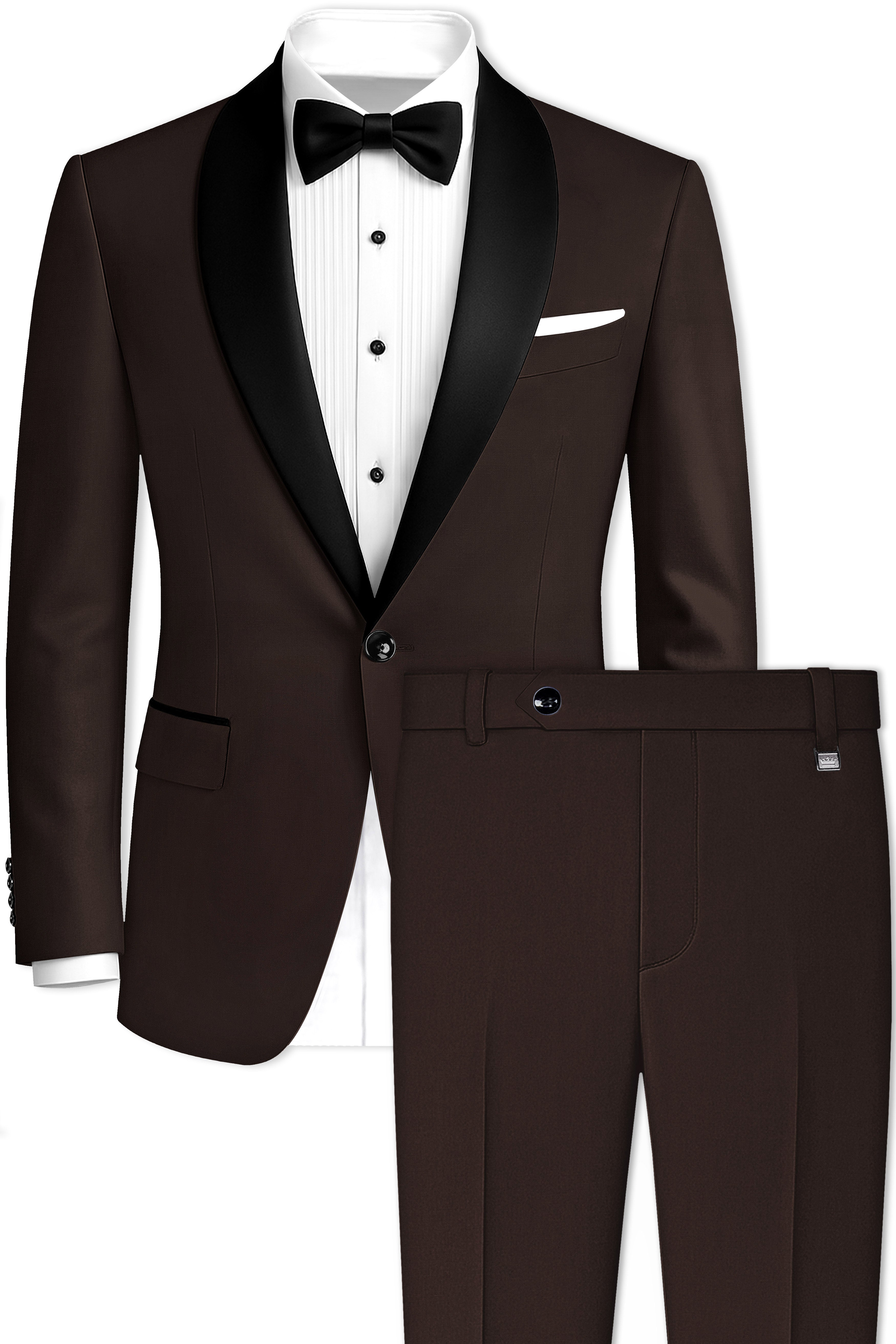 Moirayn-Eclipse Brown Wool Rich Tuxedo Suit