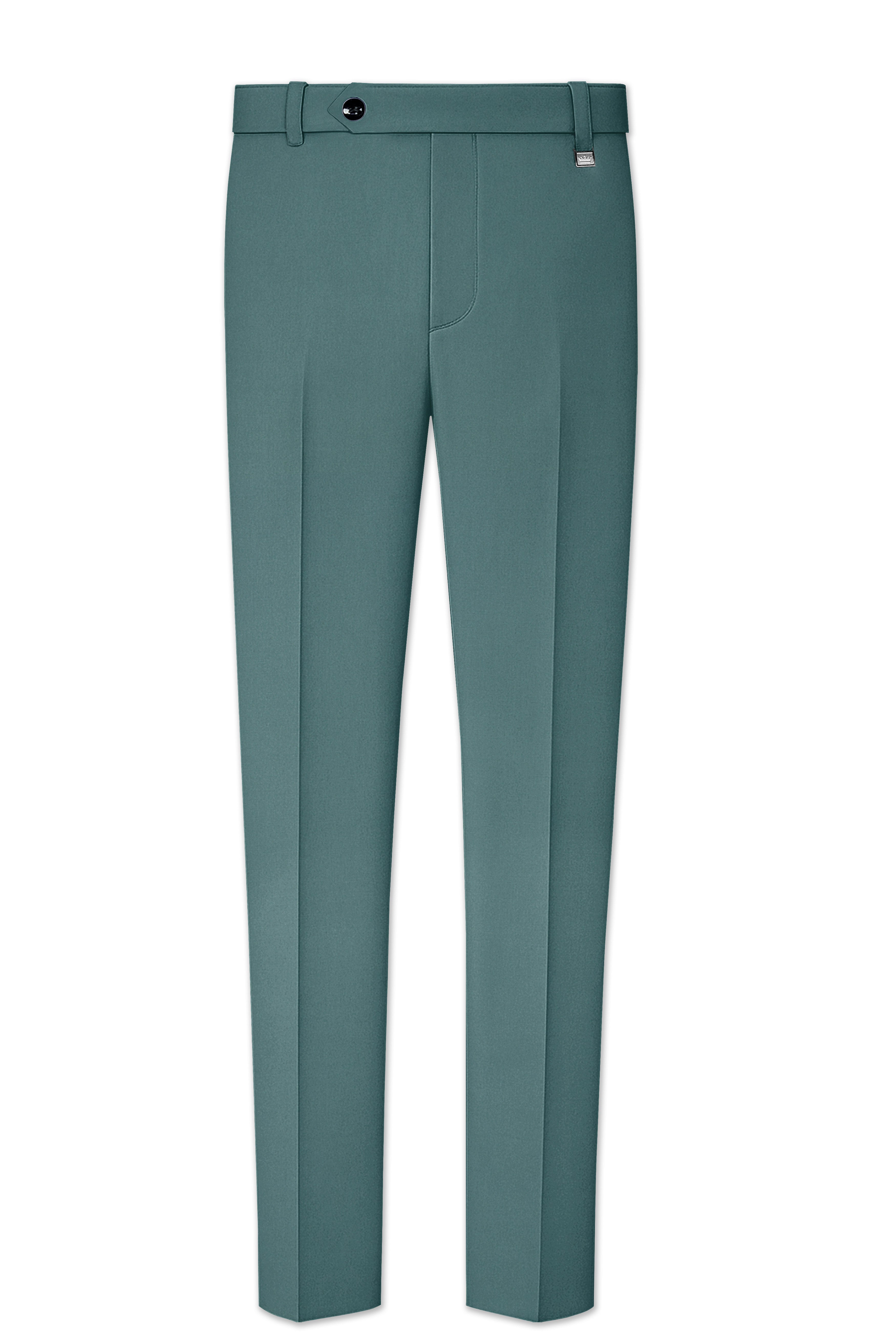 Travliam-William Green Wool Rich Cross Placket Bandhgala Stretchable Traveler Suit