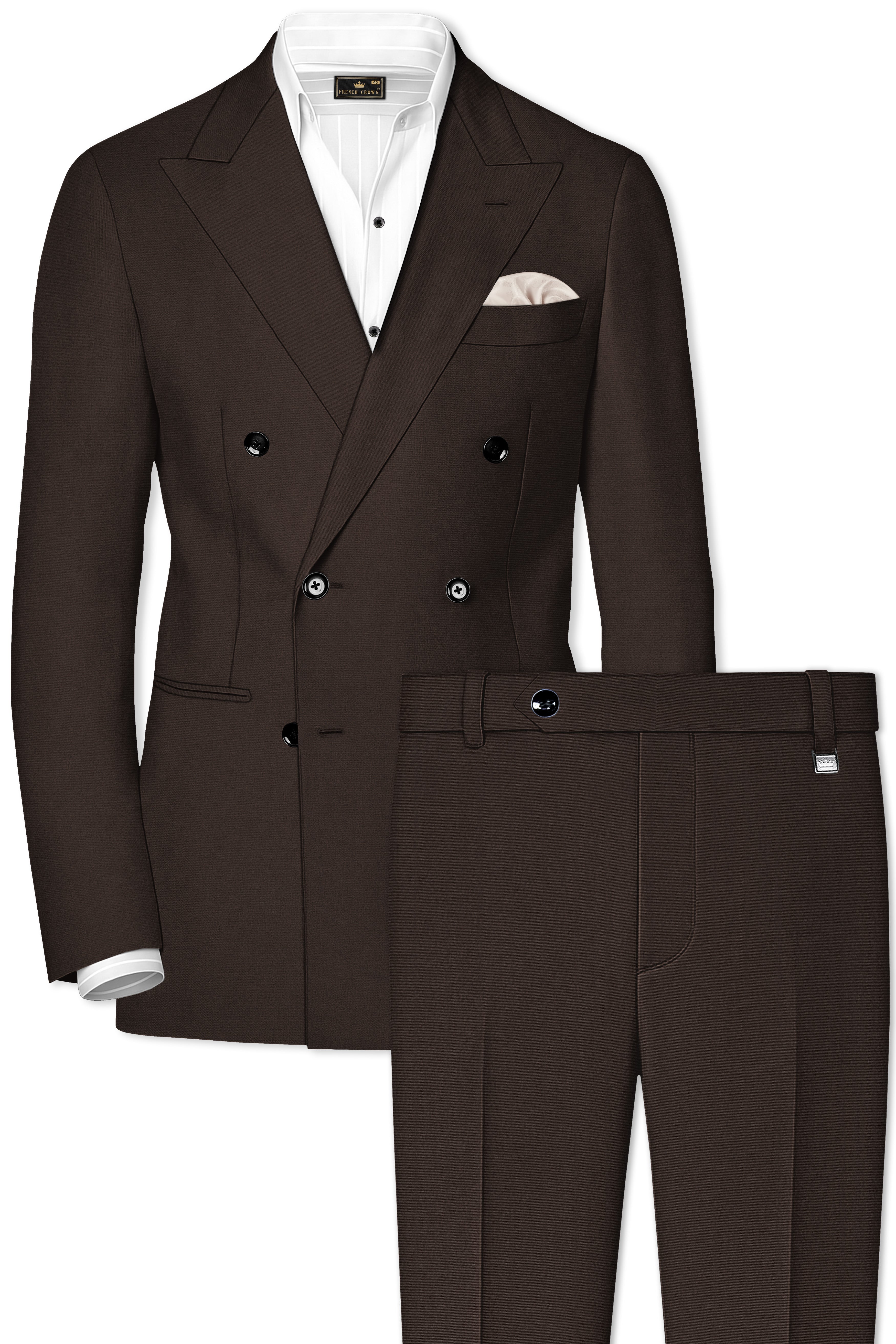 Moirayn-Eclipse Brown Wool Rich Double Breasted Suit