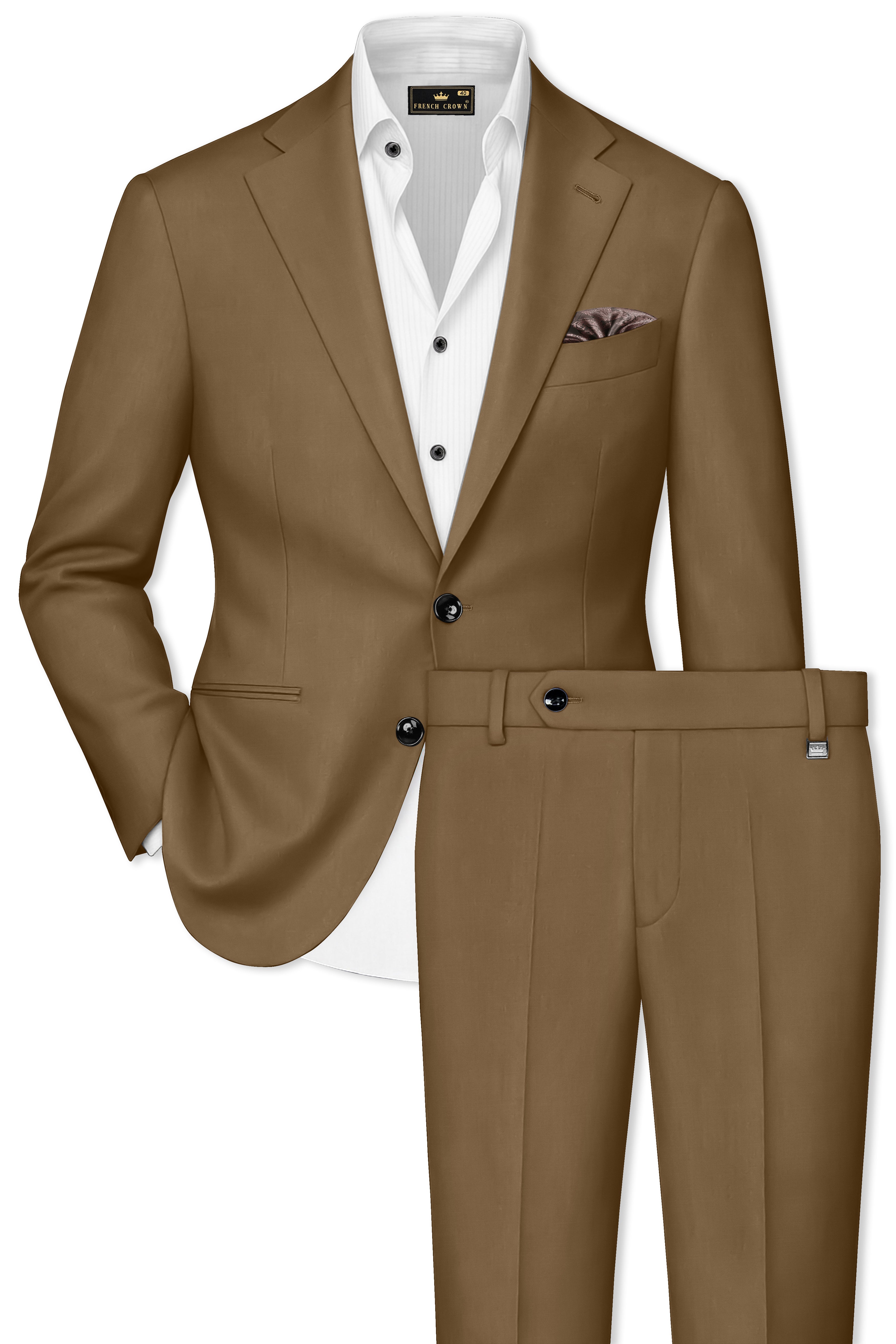 Brunaut-Peanut Brown Wool Rich Single Breasted Suit