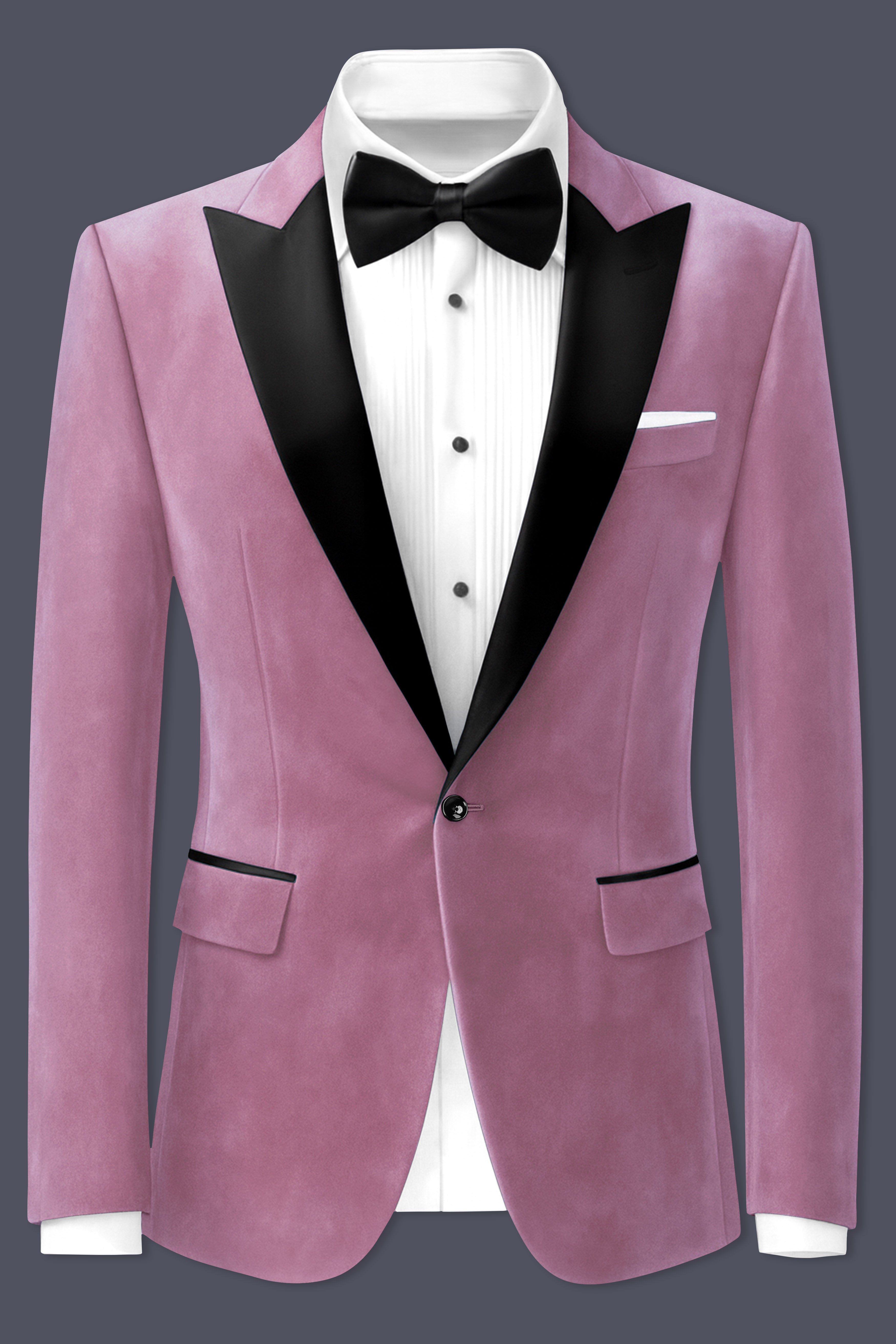Velrosa-Turkish Rose Velvet Peak Lapel Tuxedo Suit