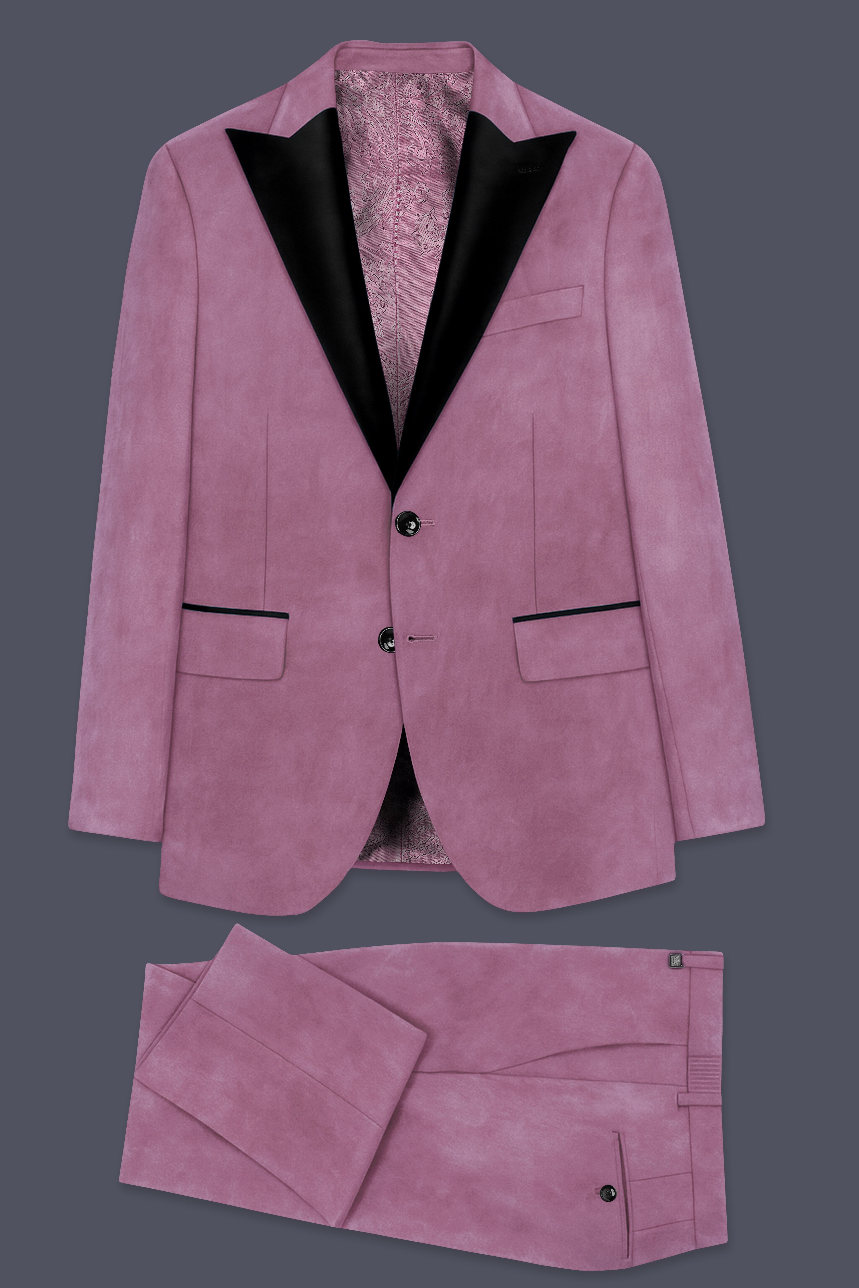 Velrosa-Turkish Rose Velvet Peak Lapel Tuxedo Suit