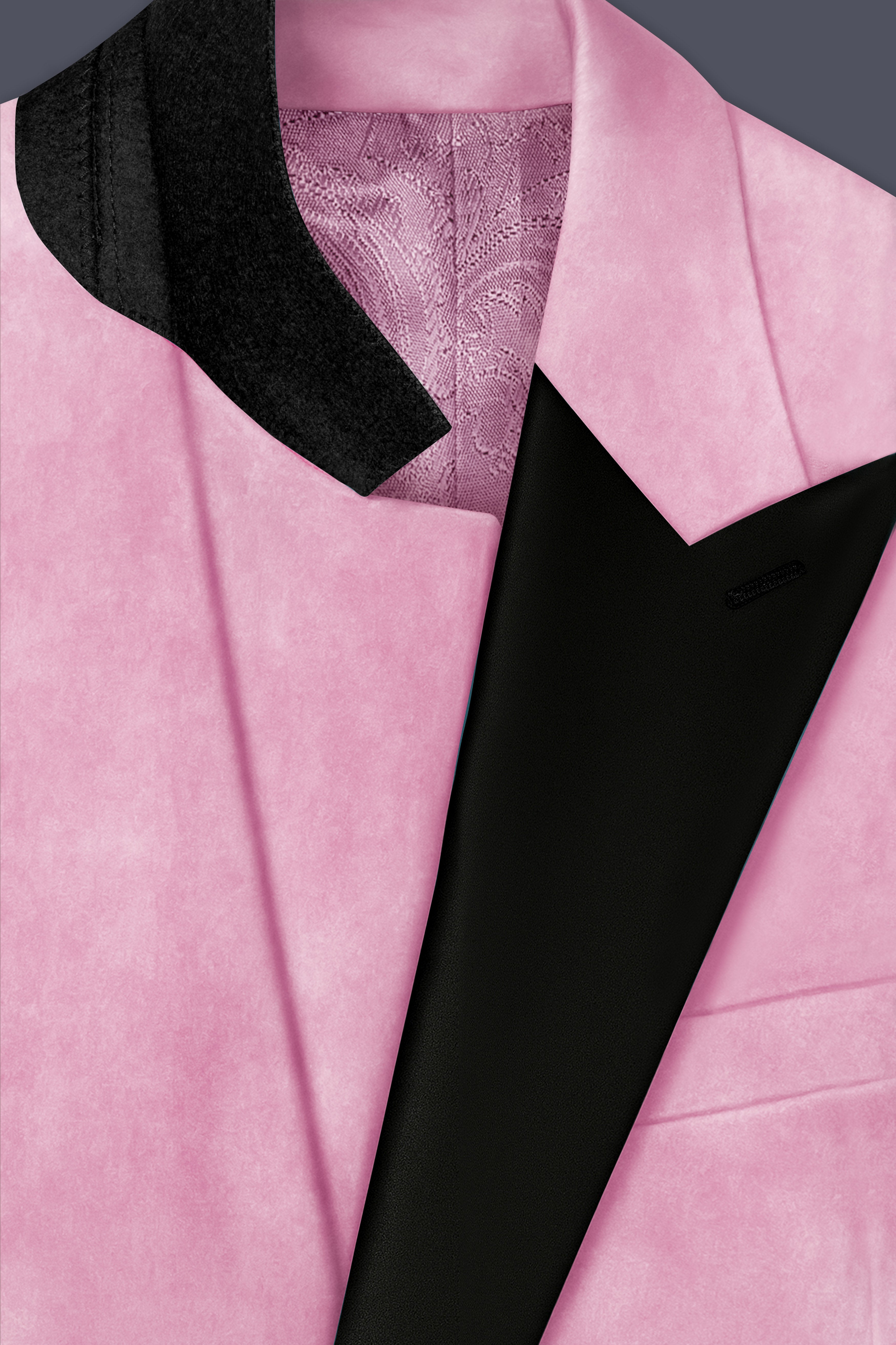 Fleurvel-Azalea Pink Velvet Peak Lapel Tuxedo Suit