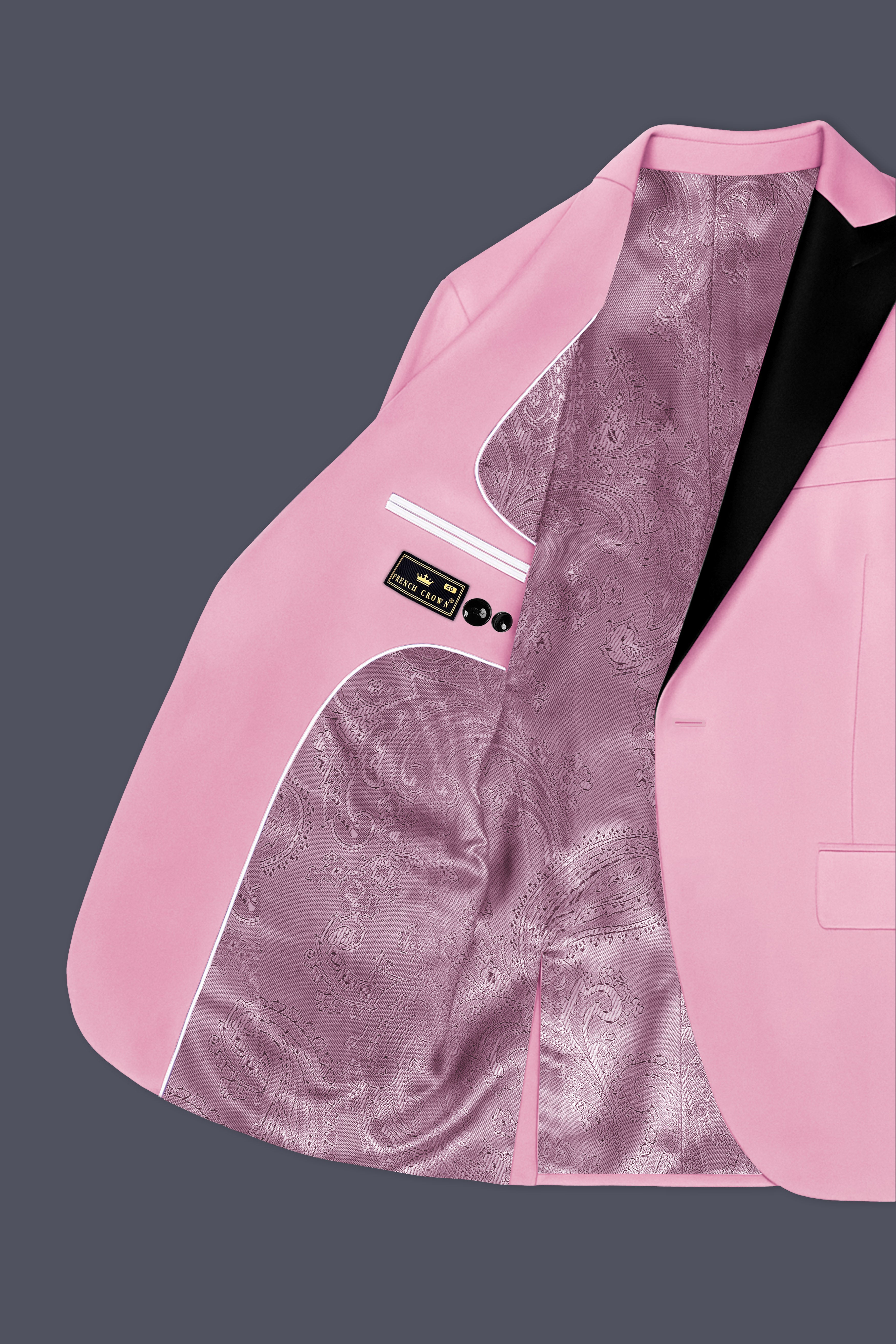 Fleurvel-Azalea Pink Velvet Peak Lapel Tuxedo Suit