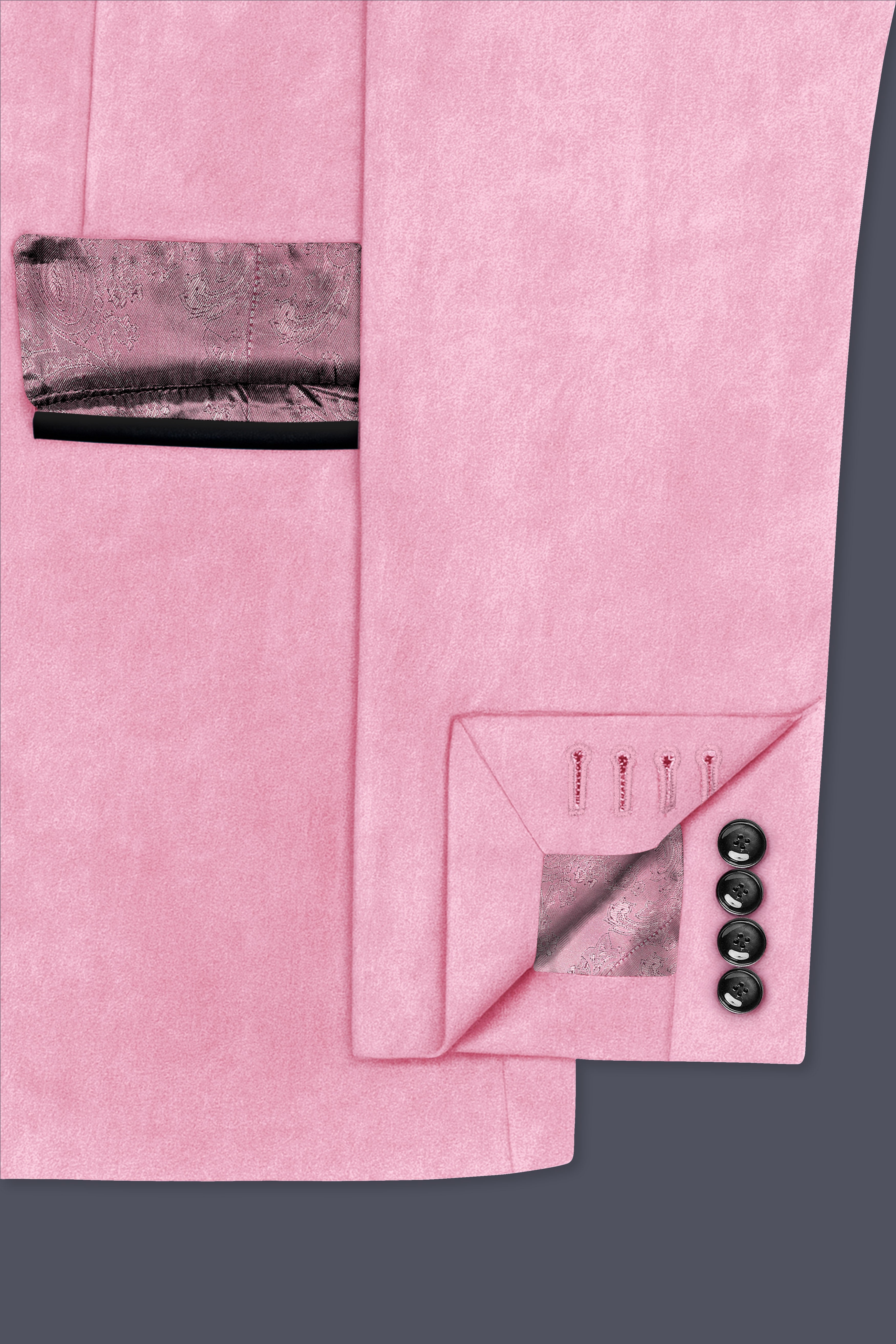 Fleurvel-Azalea Pink Velvet Peak Lapel Tuxedo Suit