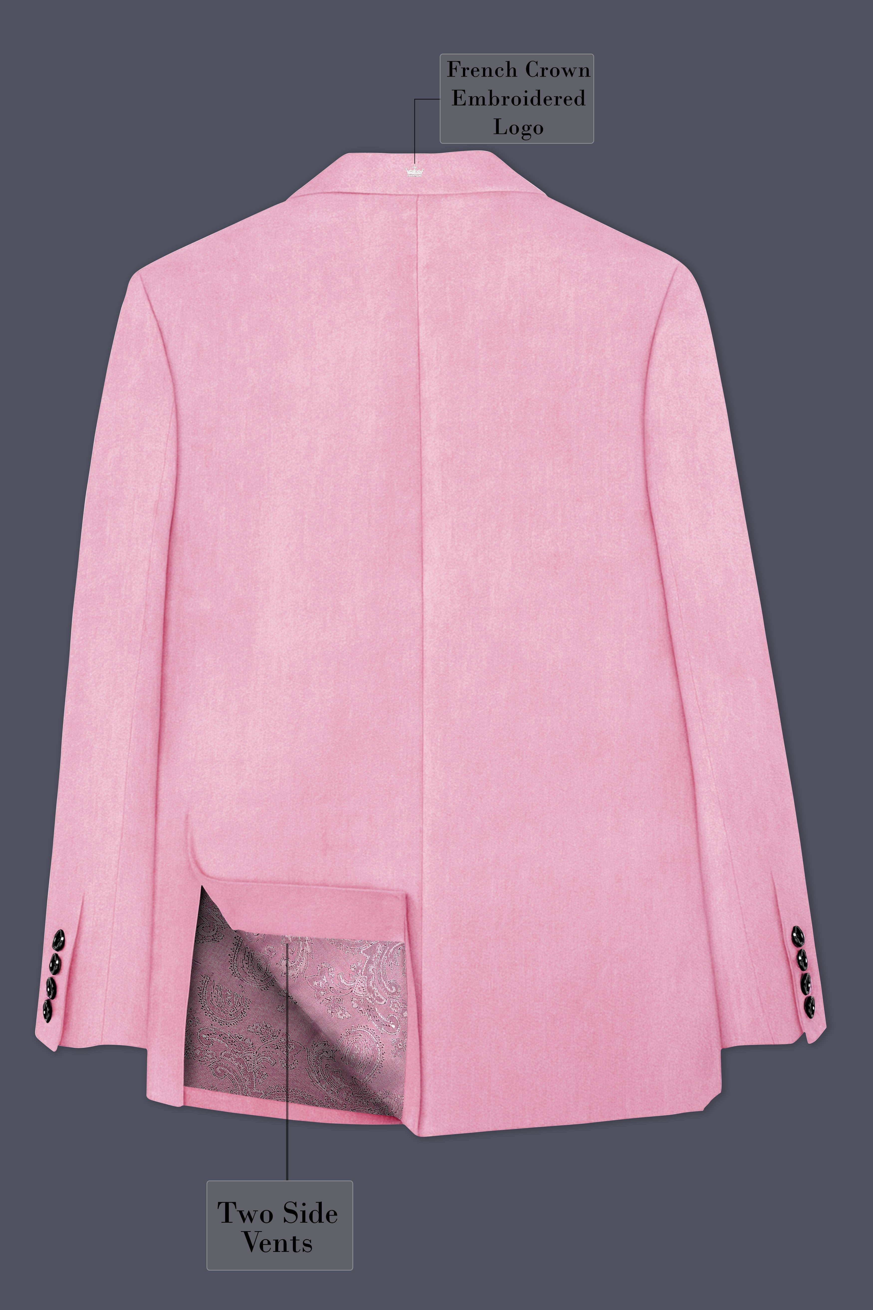 Fleurvel-Azalea Pink Velvet Peak Lapel Tuxedo Suit