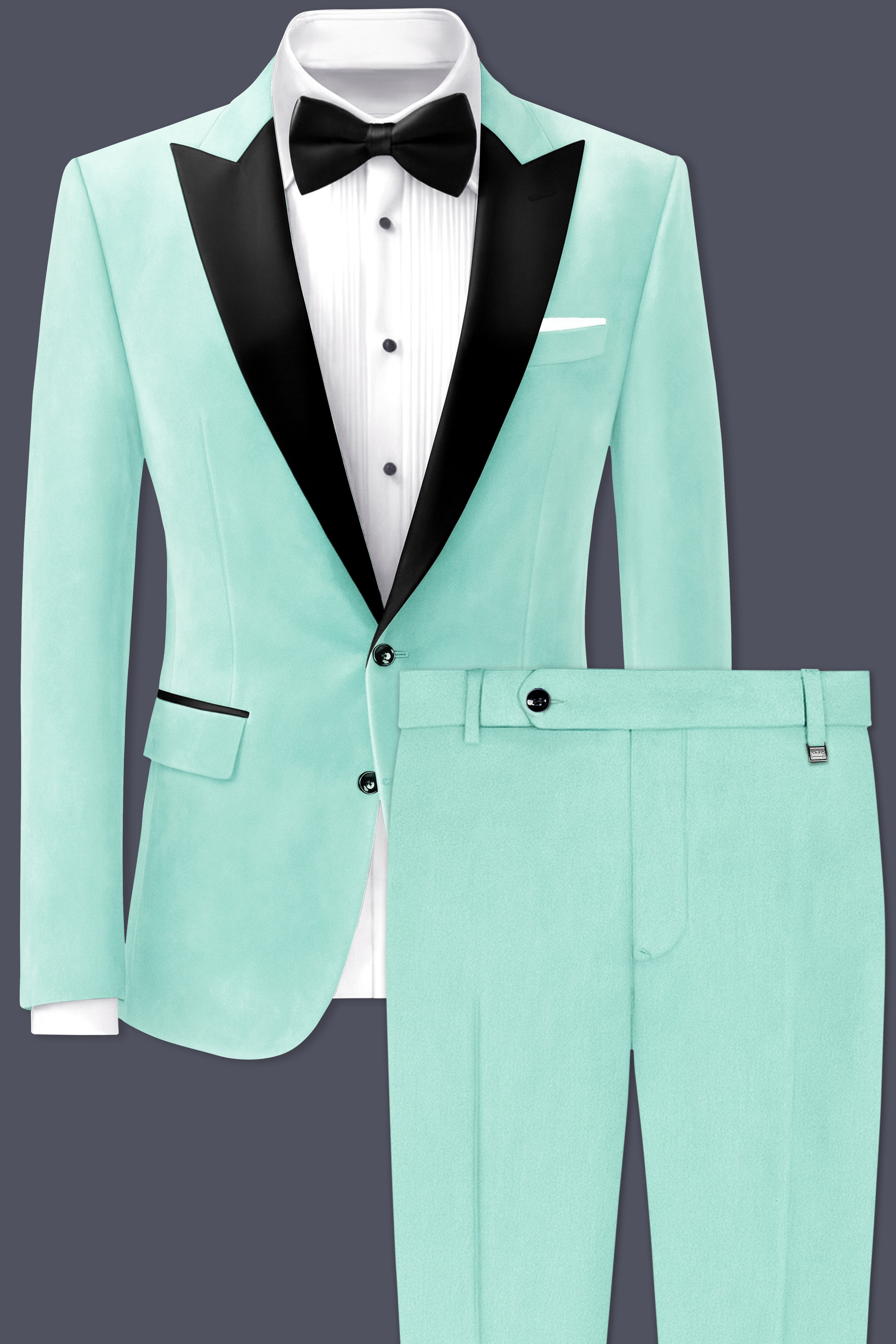 Verdalis-Cruise Green Textured Velvet Peak Lapel Tuxedo Suit