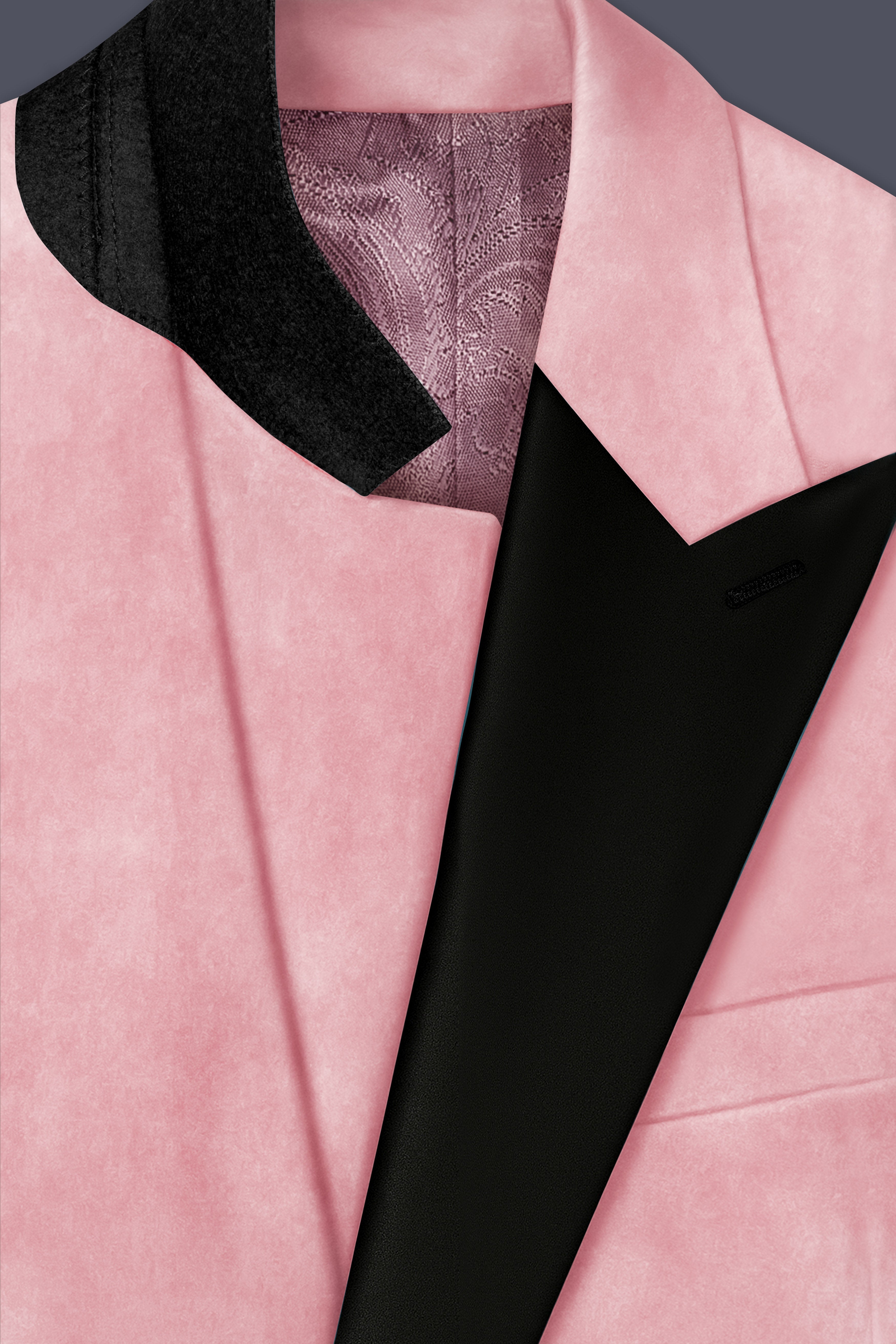 Rosivell-Careys Pink Velvet Peak Lapel Tuxedo Suit