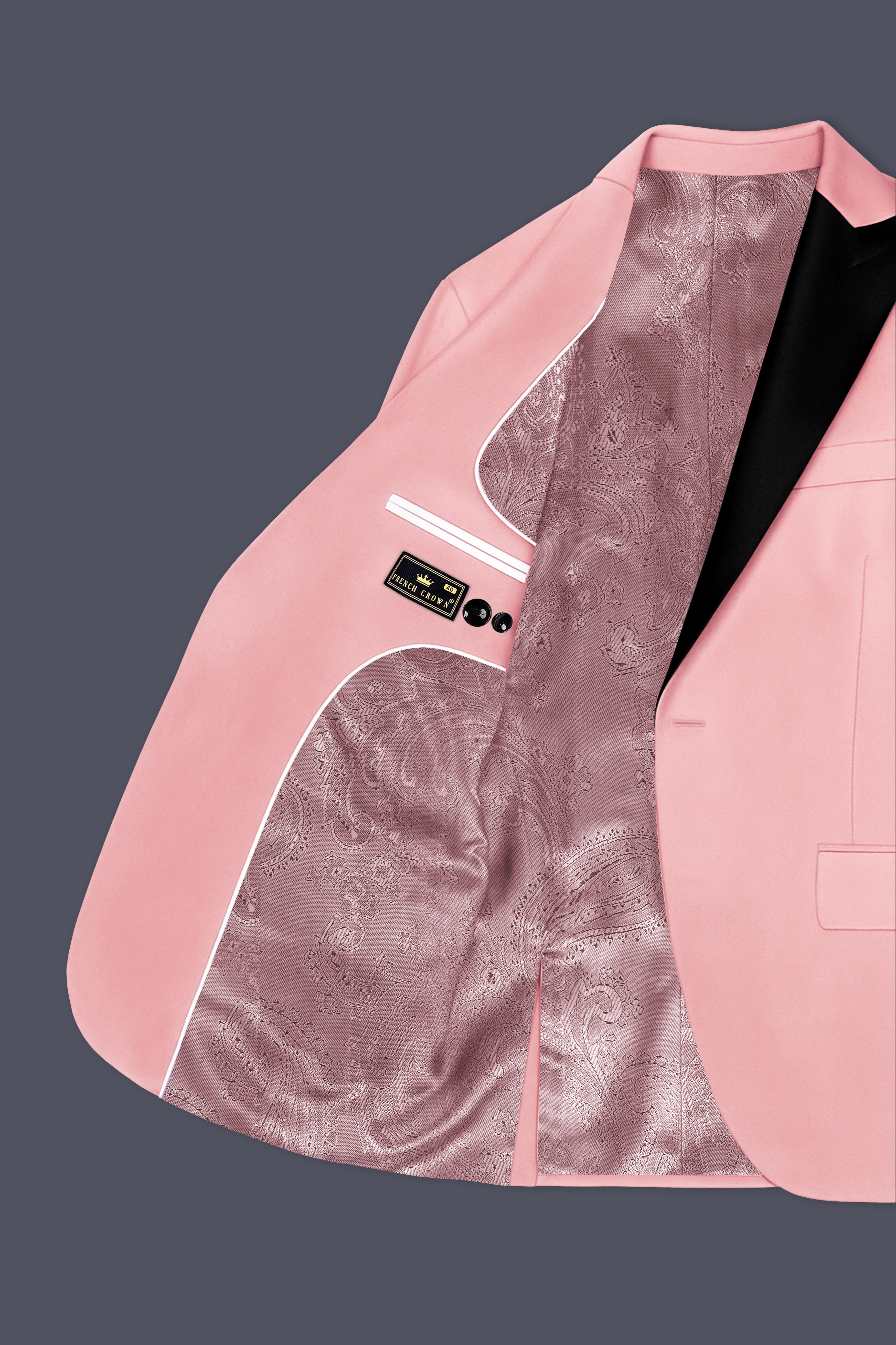 Rosivell-Careys Pink Velvet Peak Lapel Tuxedo Suit