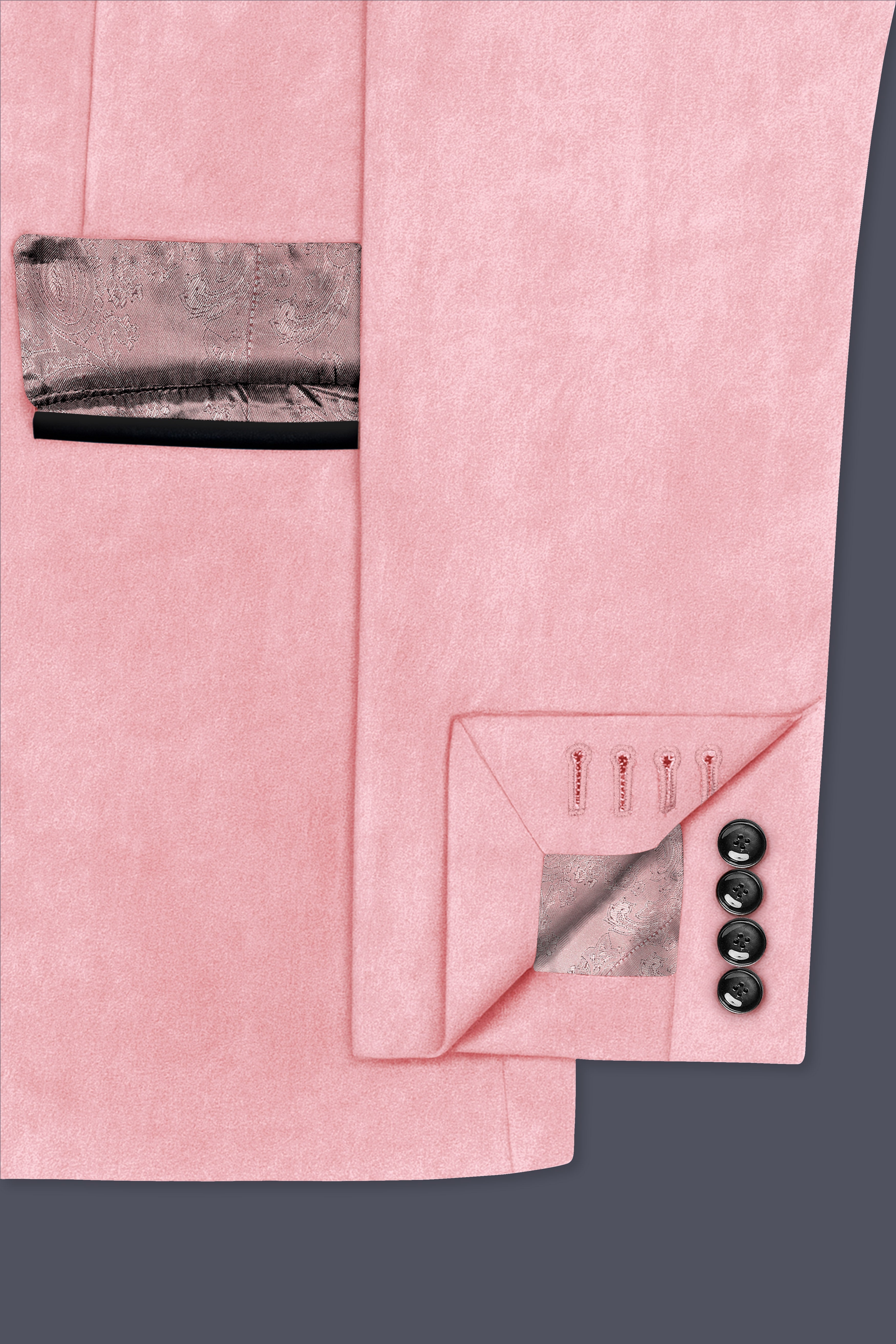 Rosivell-Careys Pink Velvet Peak Lapel Tuxedo Suit