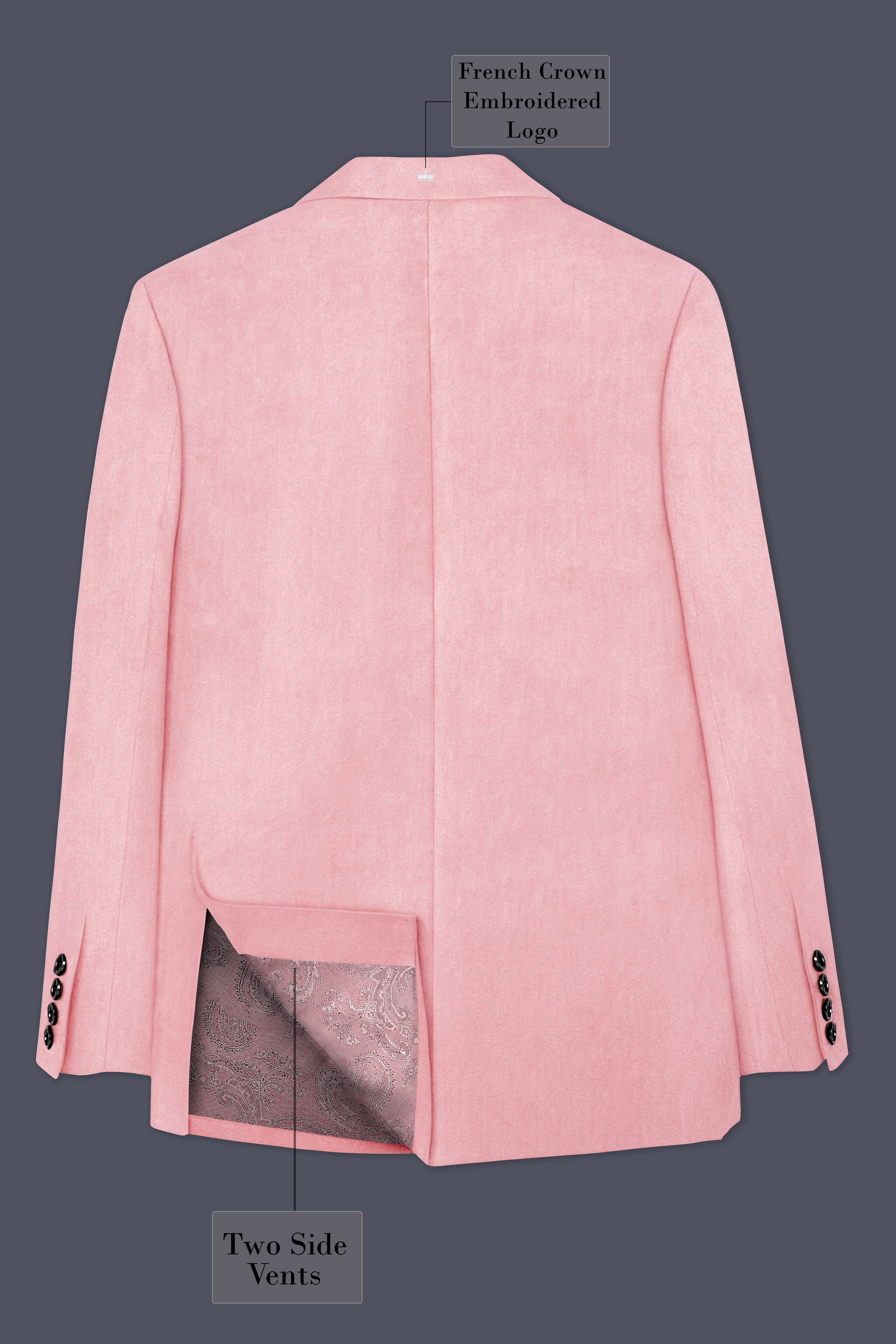 Rosivell-Careys Pink Velvet Peak Lapel Tuxedo Suit