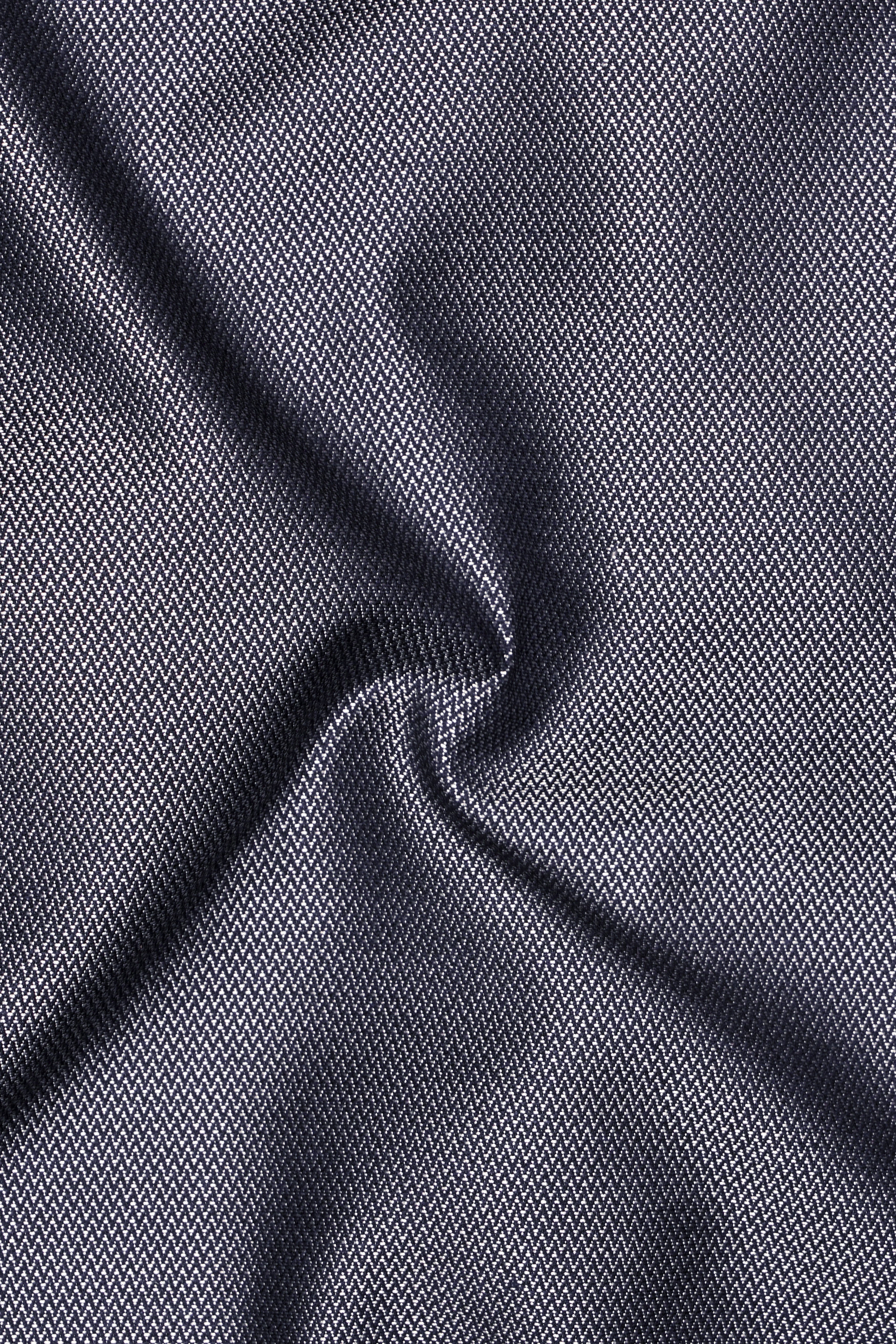 Herrivell-Martinique Blue Herringbone Textured Wool Rich Single Breasted Suit
