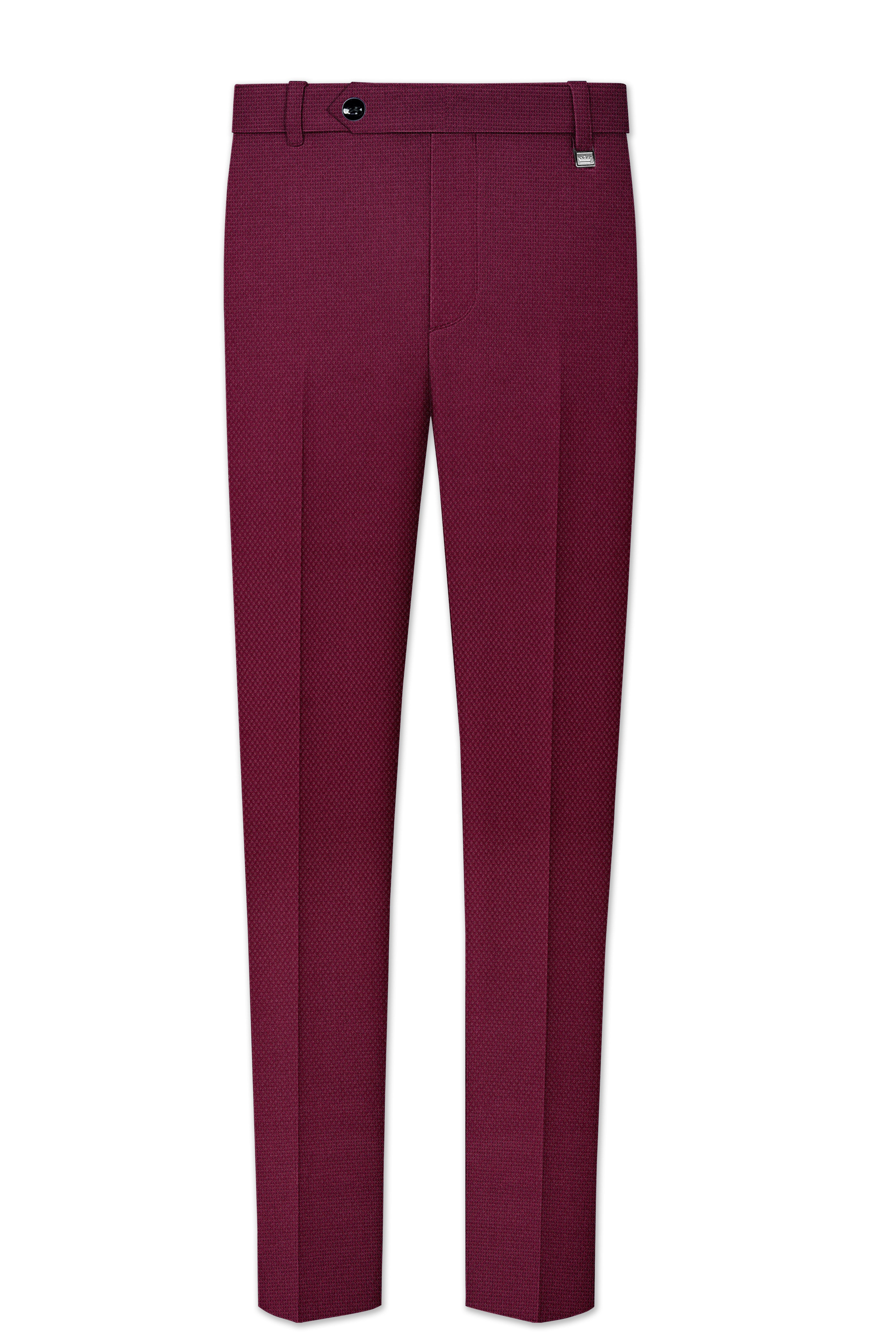 Marcrest-Castro Maroon Textured Wool Rich Single Breasted Suit