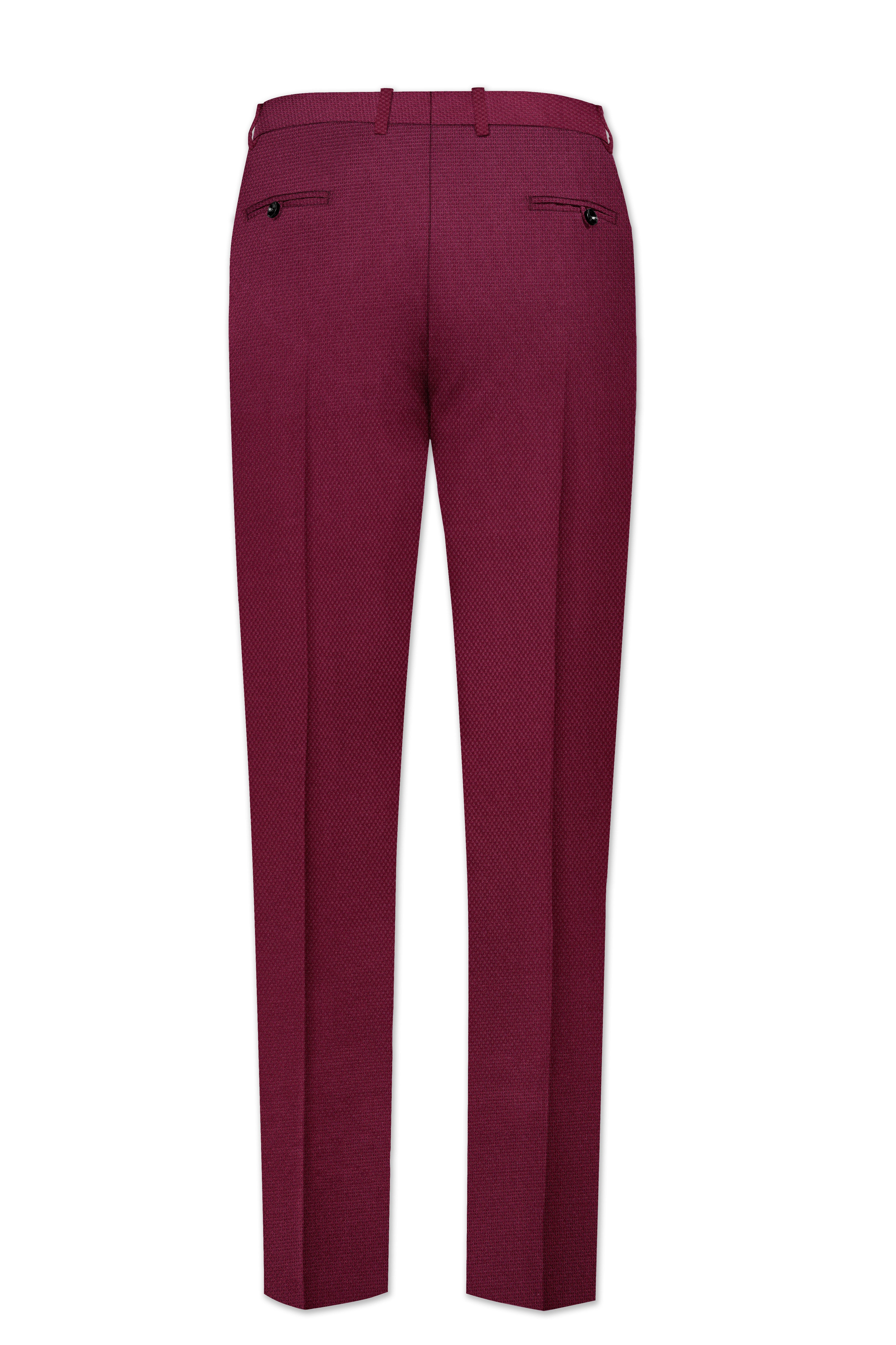 Marcrest-Castro Maroon Textured Wool Rich Single Breasted Suit