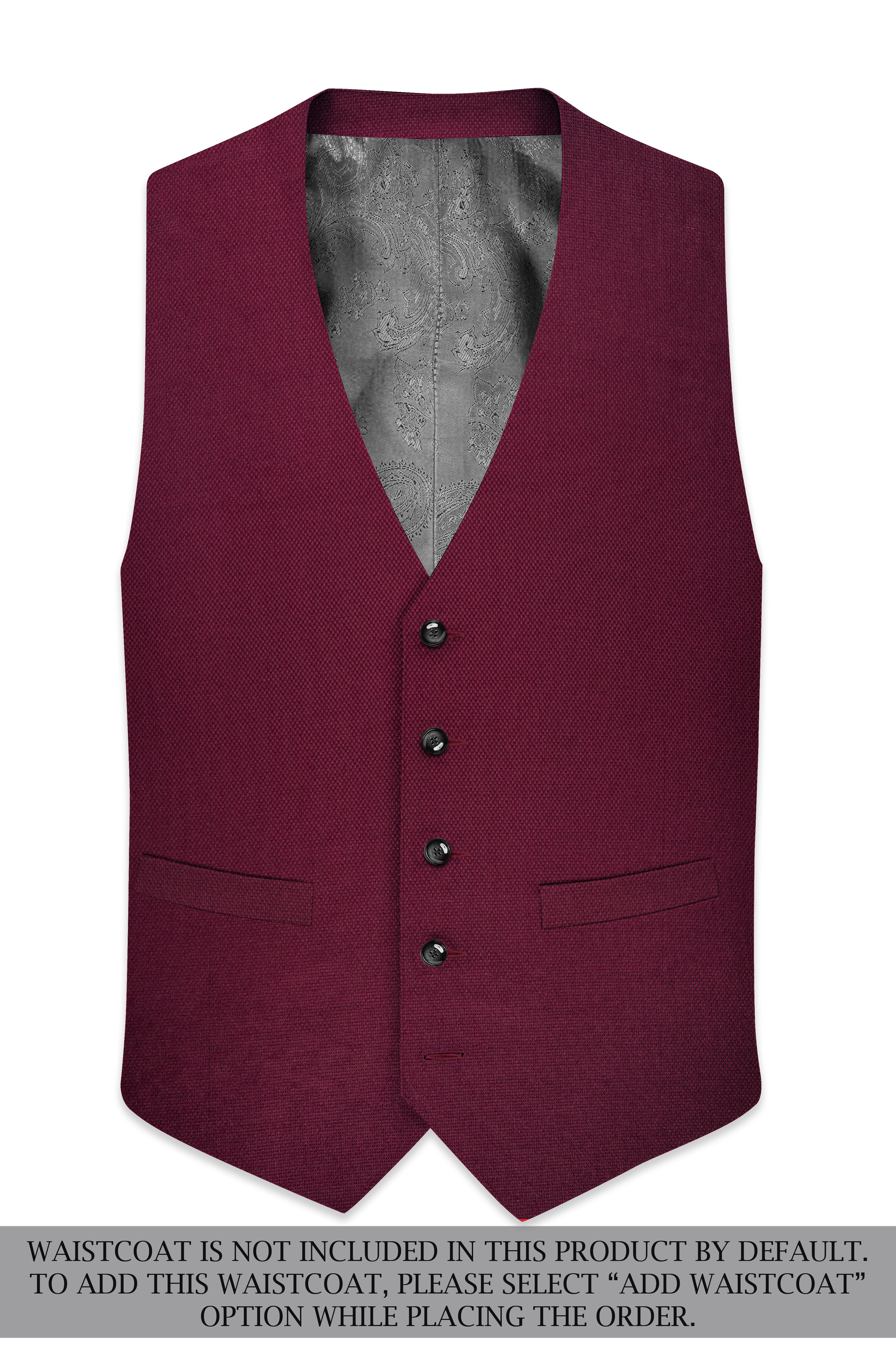 Marcrest-Castro Maroon Textured Wool Rich Single Breasted Suit